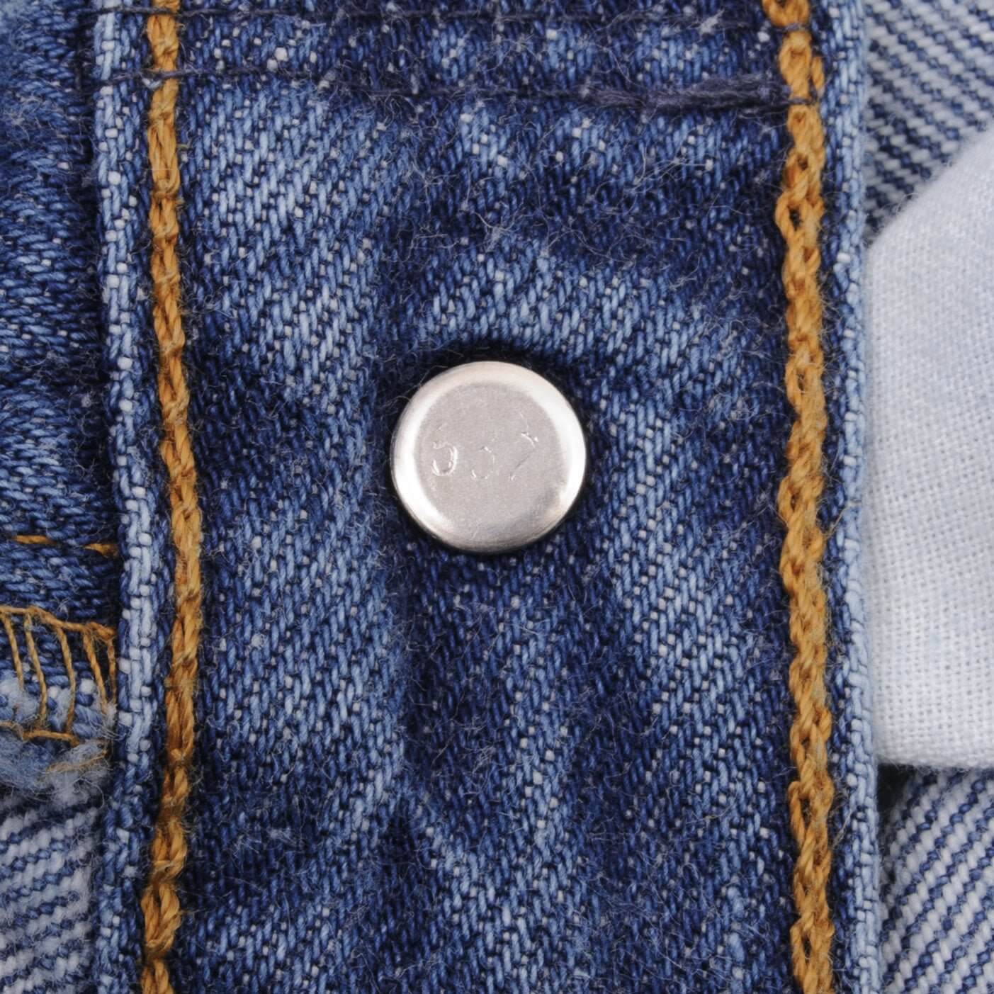 Beautiful Indigo Levis 501 Jeans 1980s Made in USA with Medium Wash Size on tag 34X32 Actual Size 33X31 Back Button #532