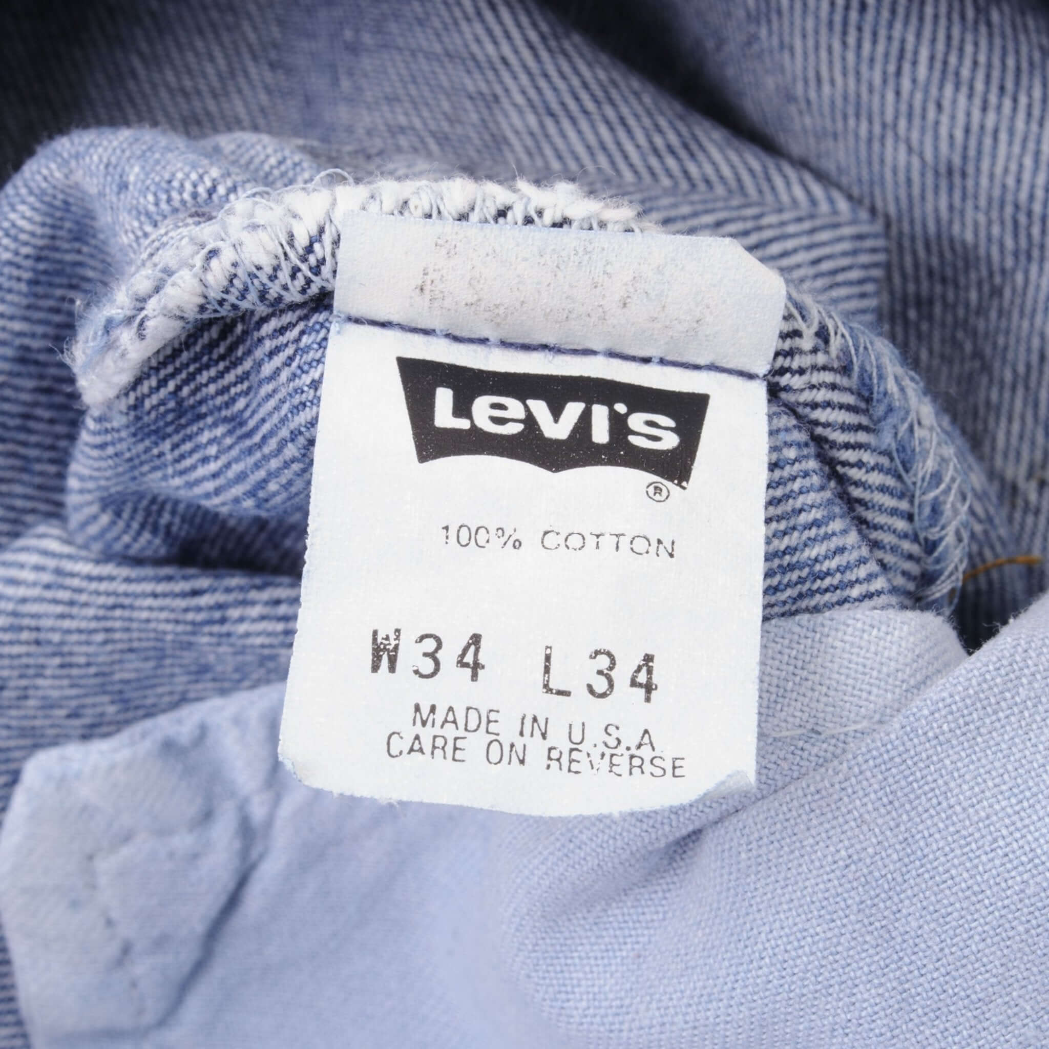 Beautiful Indigo Levis 501 Jeans 1980s Made in USA with Medium Wash Size on tag 34X34 Actual Size 34X34 Back Button #520