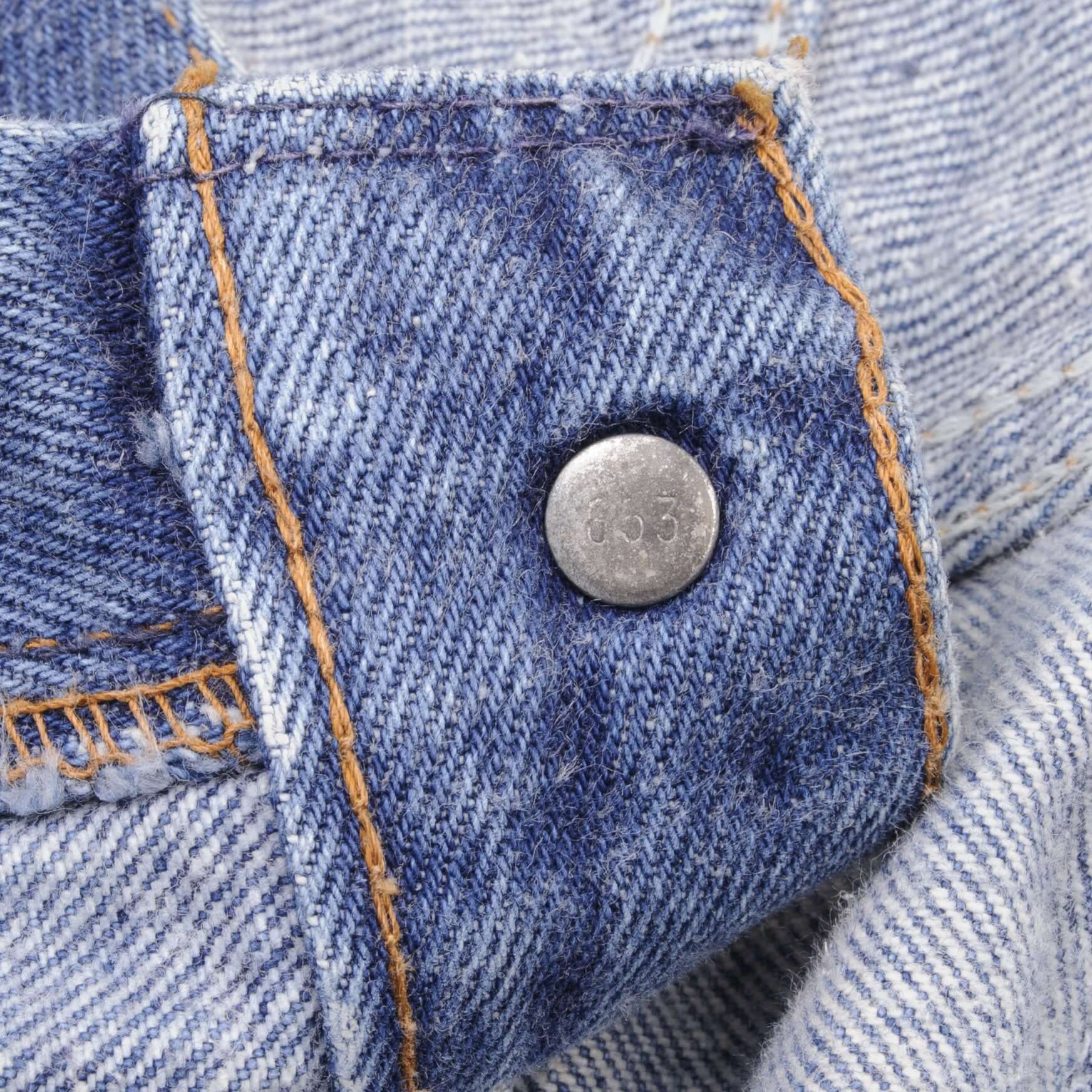 Beautiful Indigo Levis 501 Jeans 1980s Made in USA with Medium Wash Size on tag 34X34 Actual Size 33X31 Back Button #653