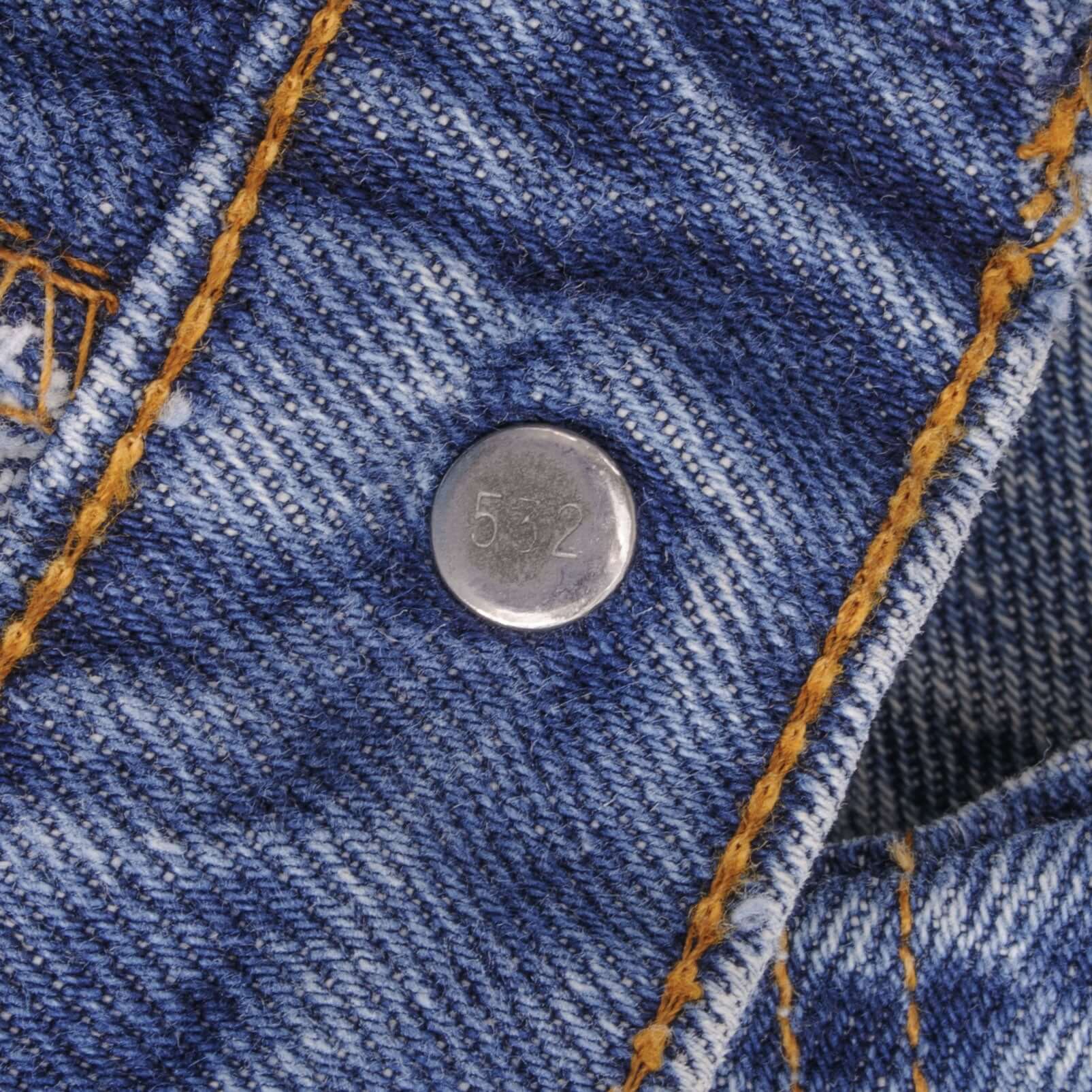 Beautiful Indigo Levis 505 Jeans Made in USA with Medium Light wash With Some light Whiskers.  Size on Tag 36X30 Actual Size 35X30 Back Button #532