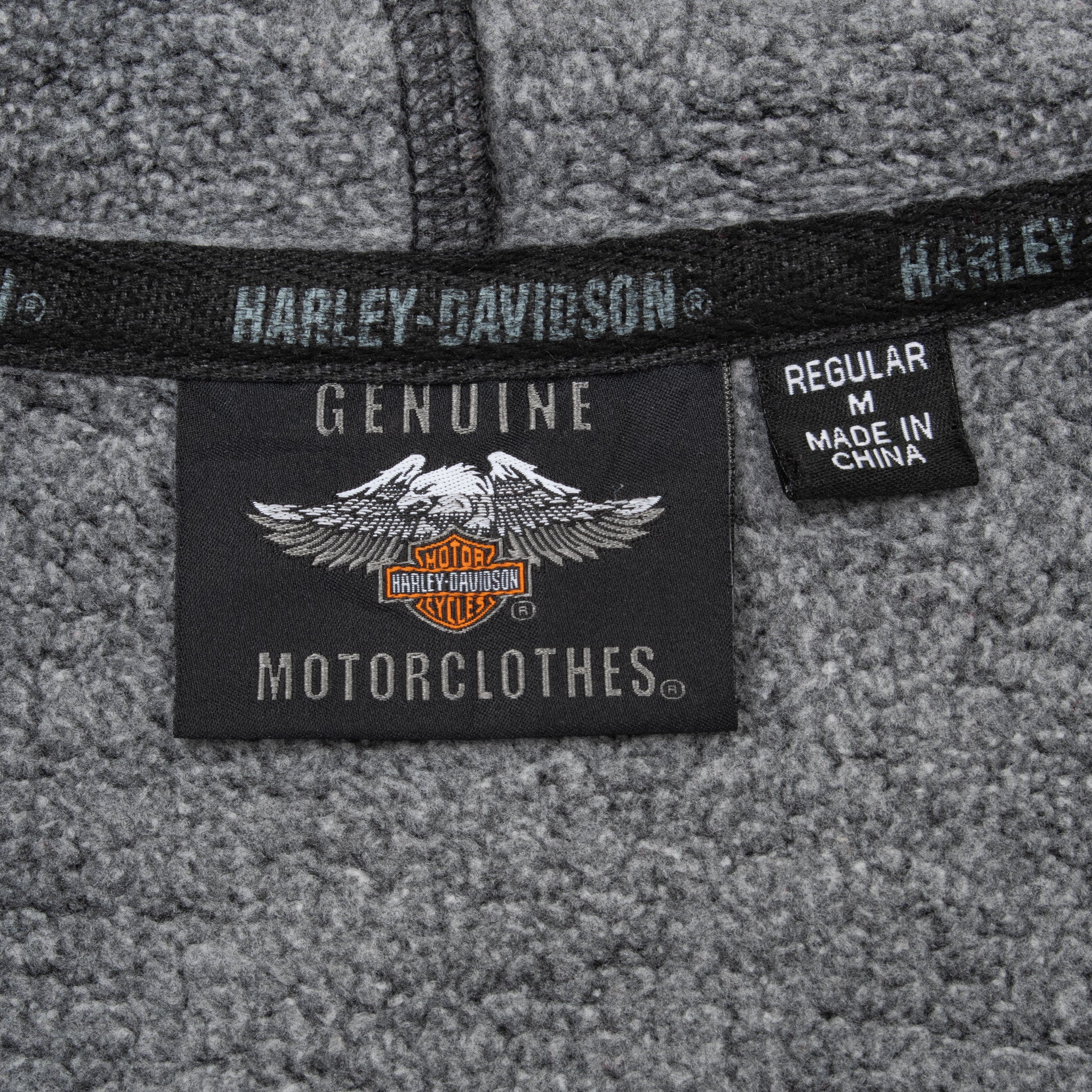 Vintage Harley Davidson Skull Full Zip Black Hoodie Sweatshirt 2000S Size Medium