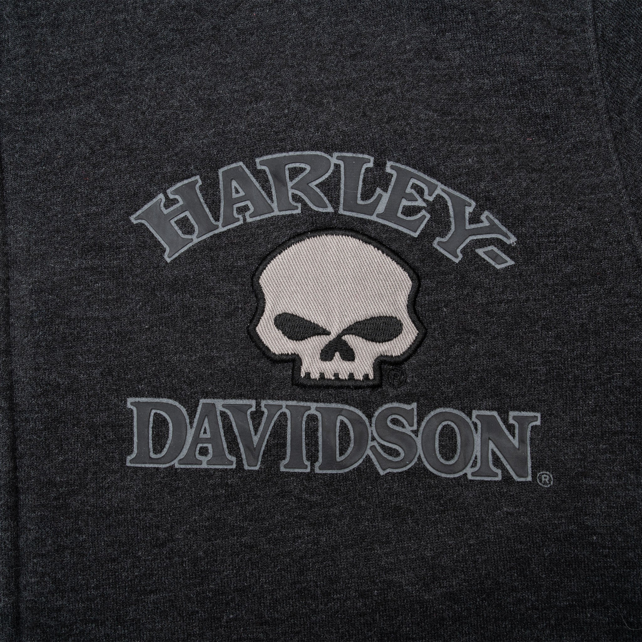 Vintage Harley Davidson Skull Full Zip Black Hoodie Sweatshirt 2000S Size Medium