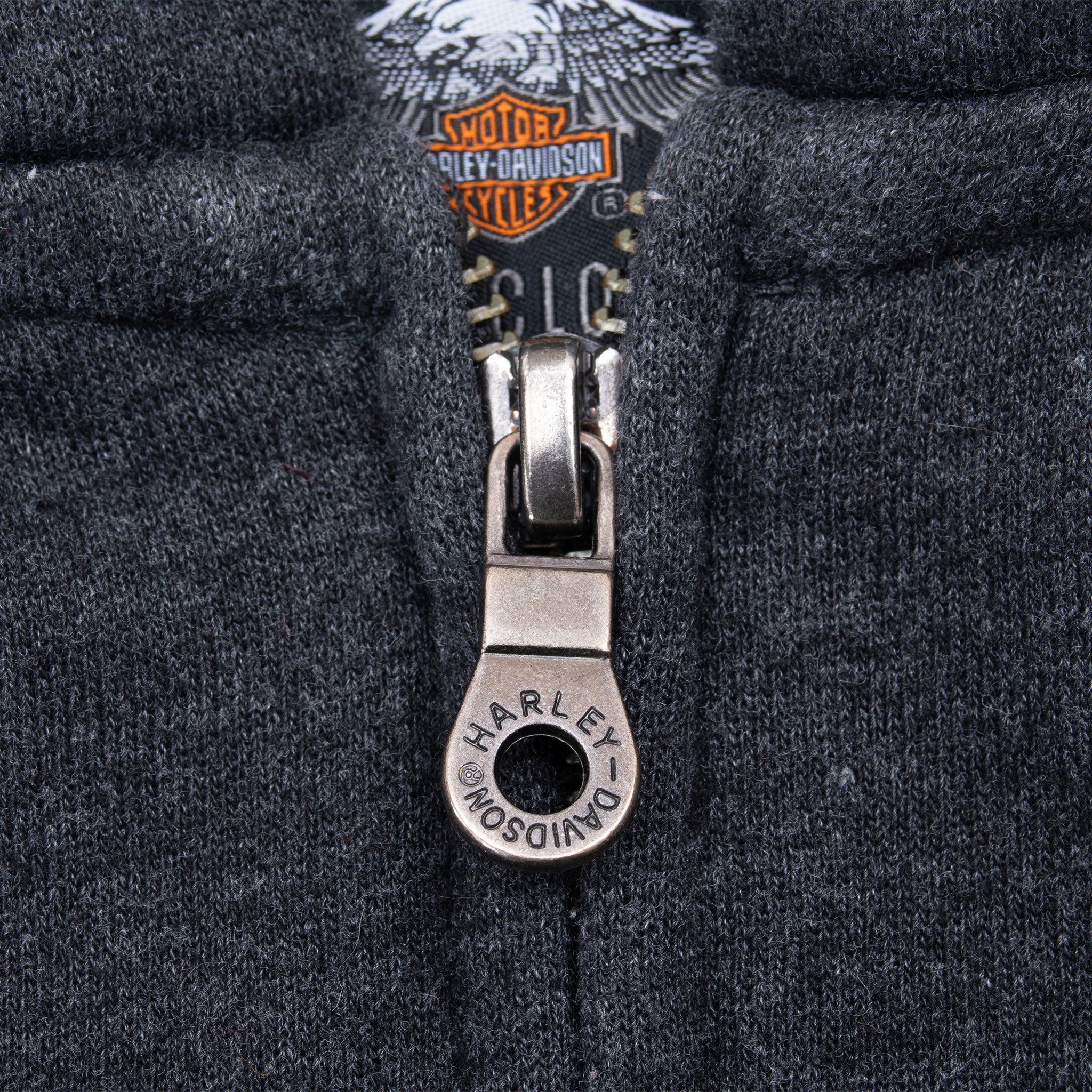 Vintage Harley Davidson Skull Full Zip Black Hoodie Sweatshirt 2000S Size Medium