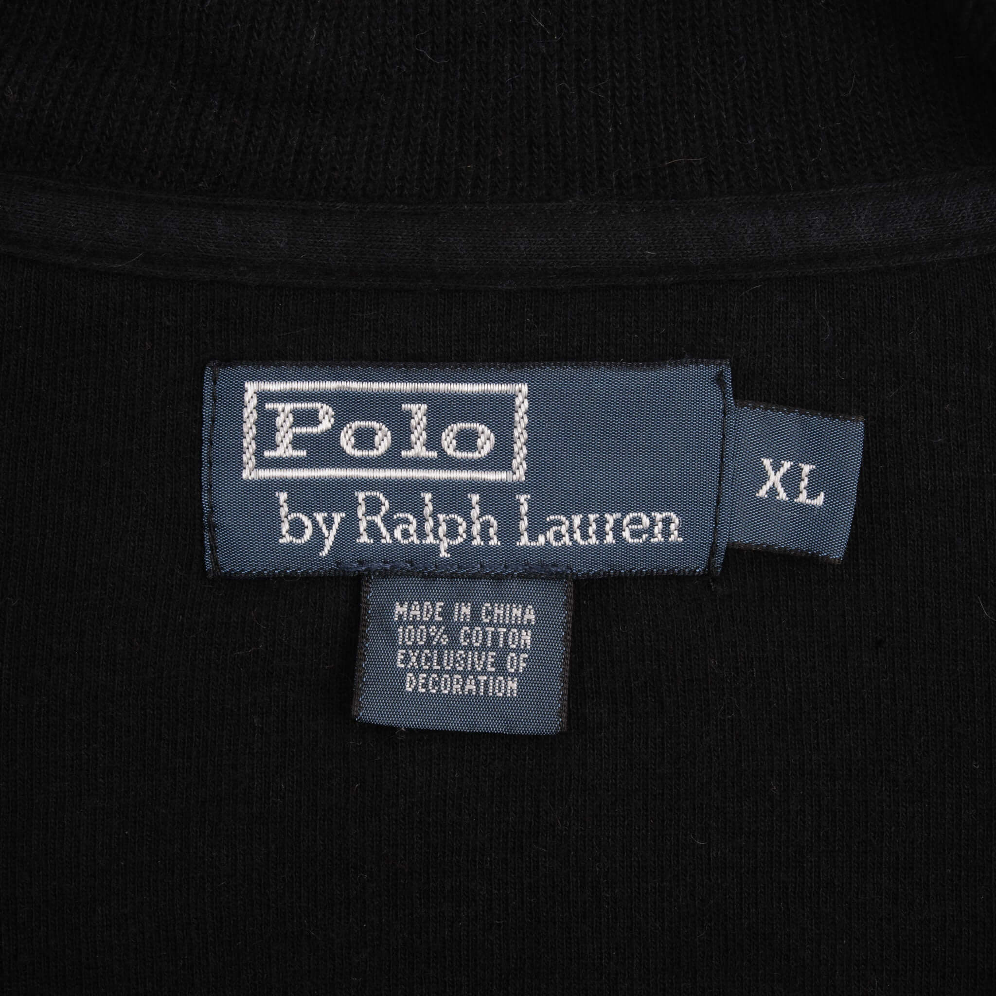 Vintage Polo Ralph Lauren Black Quarter 1/4 Zip Sweater 1990s Size XL