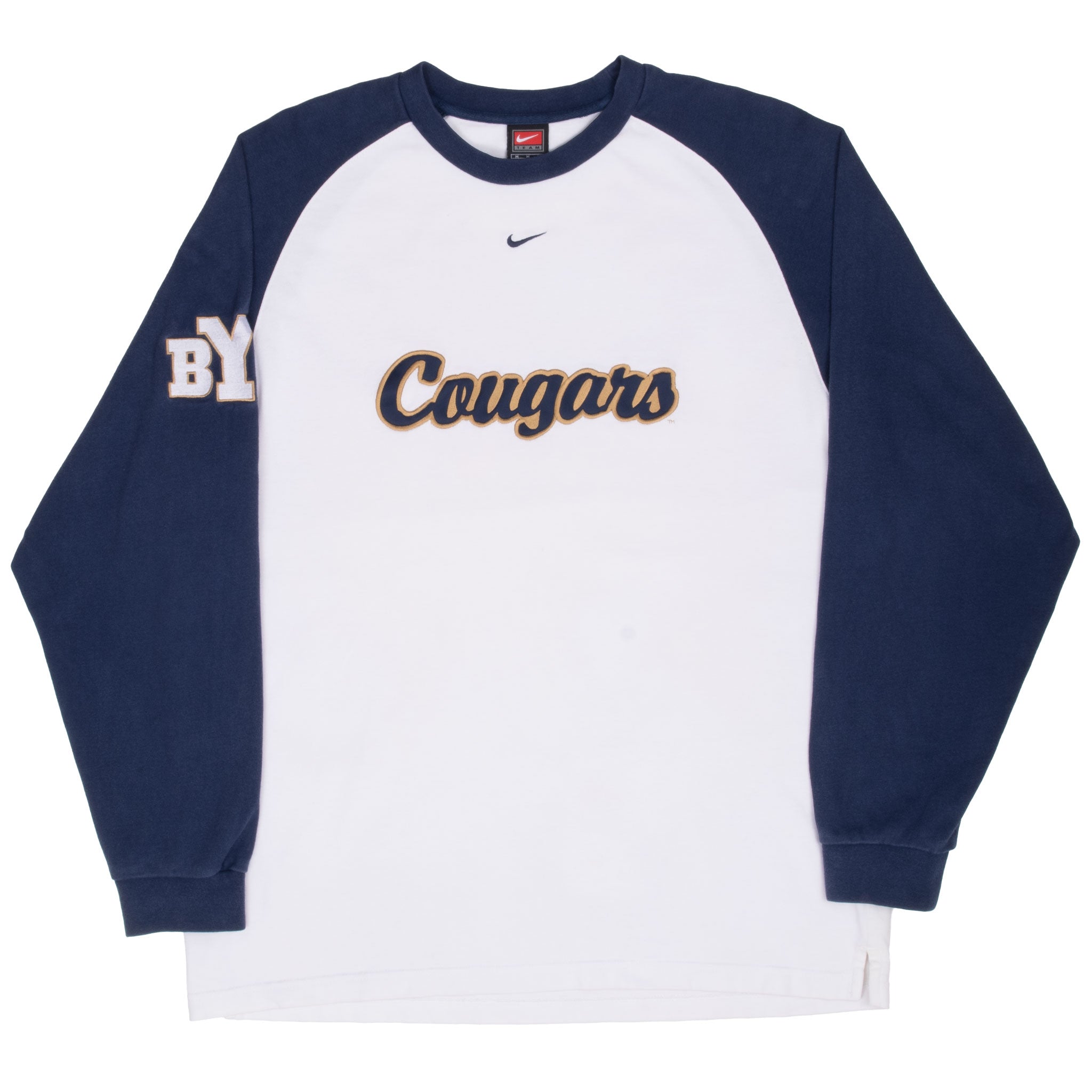 Vintage Nike Ncaa Byu Brigham Young Raglan Long Sleeve Tee Shirt 1990S Size Medium