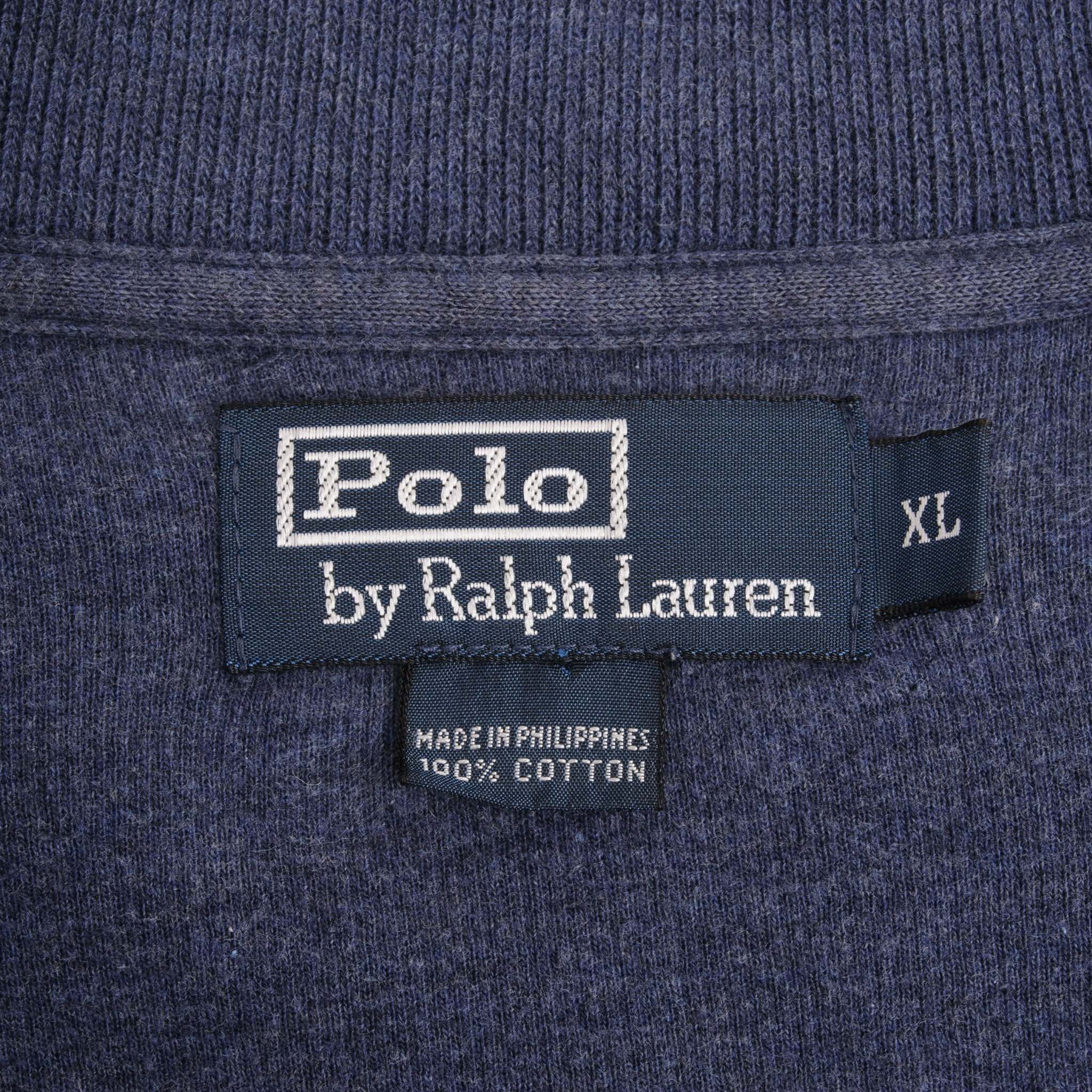 Vintage Polo Ralph Lauren Blue Quarter 1/4 Zip Sweater 1990s Size XL