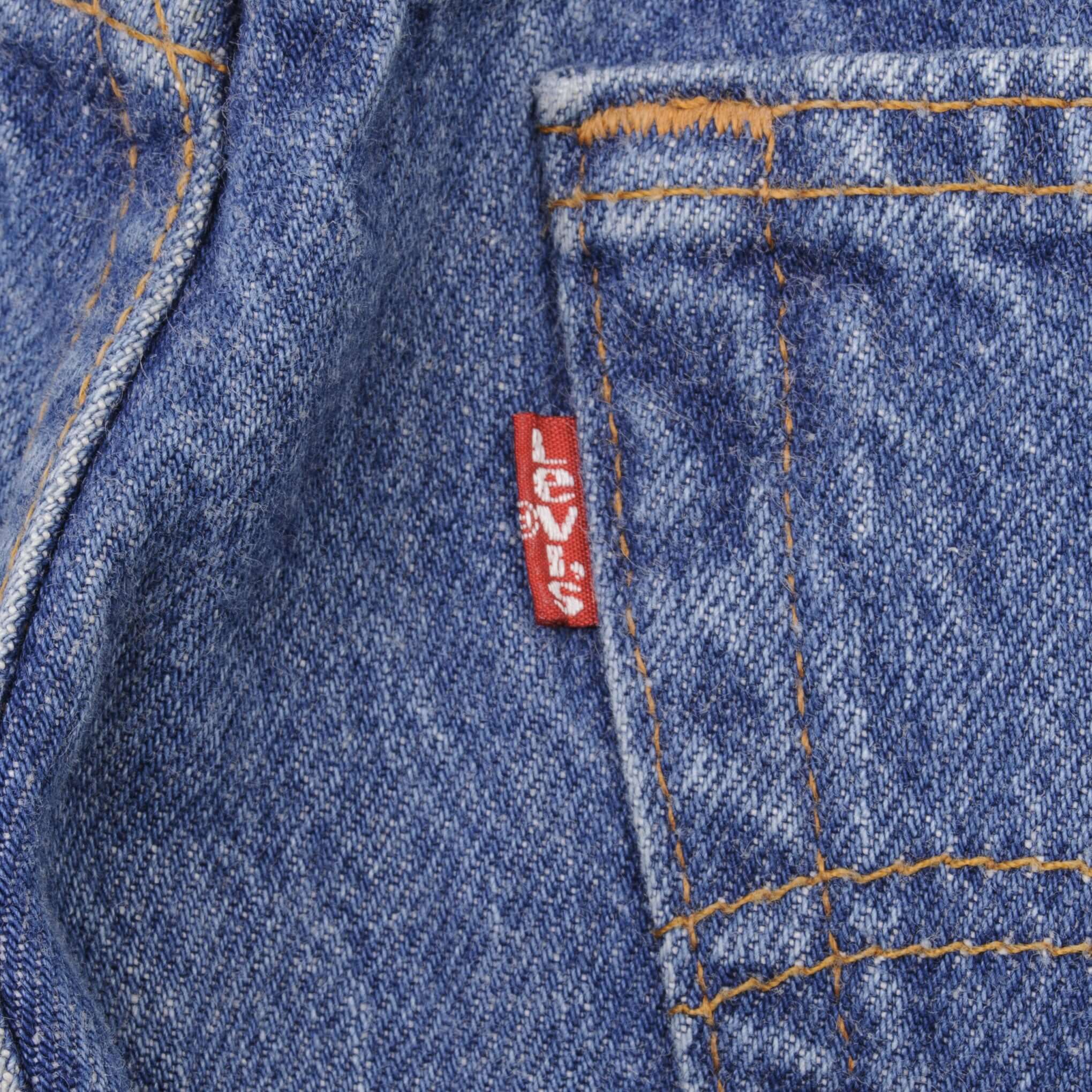 Beautiful Indigo Levis 501 Jeans 1980s Made in USA with Medium Dark Wash Size on tag 33X36 Actual Size 32X35 Back Button #501