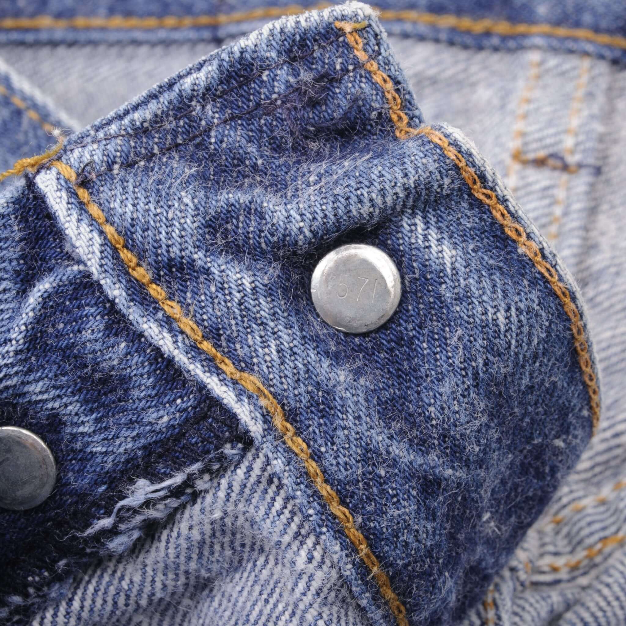 Beautiful Indigo Levis 501 Jeans 1980s Made in USA with Medium Dark Wash Size on tag 34X32 Actual Size 32X31 Back Button #571