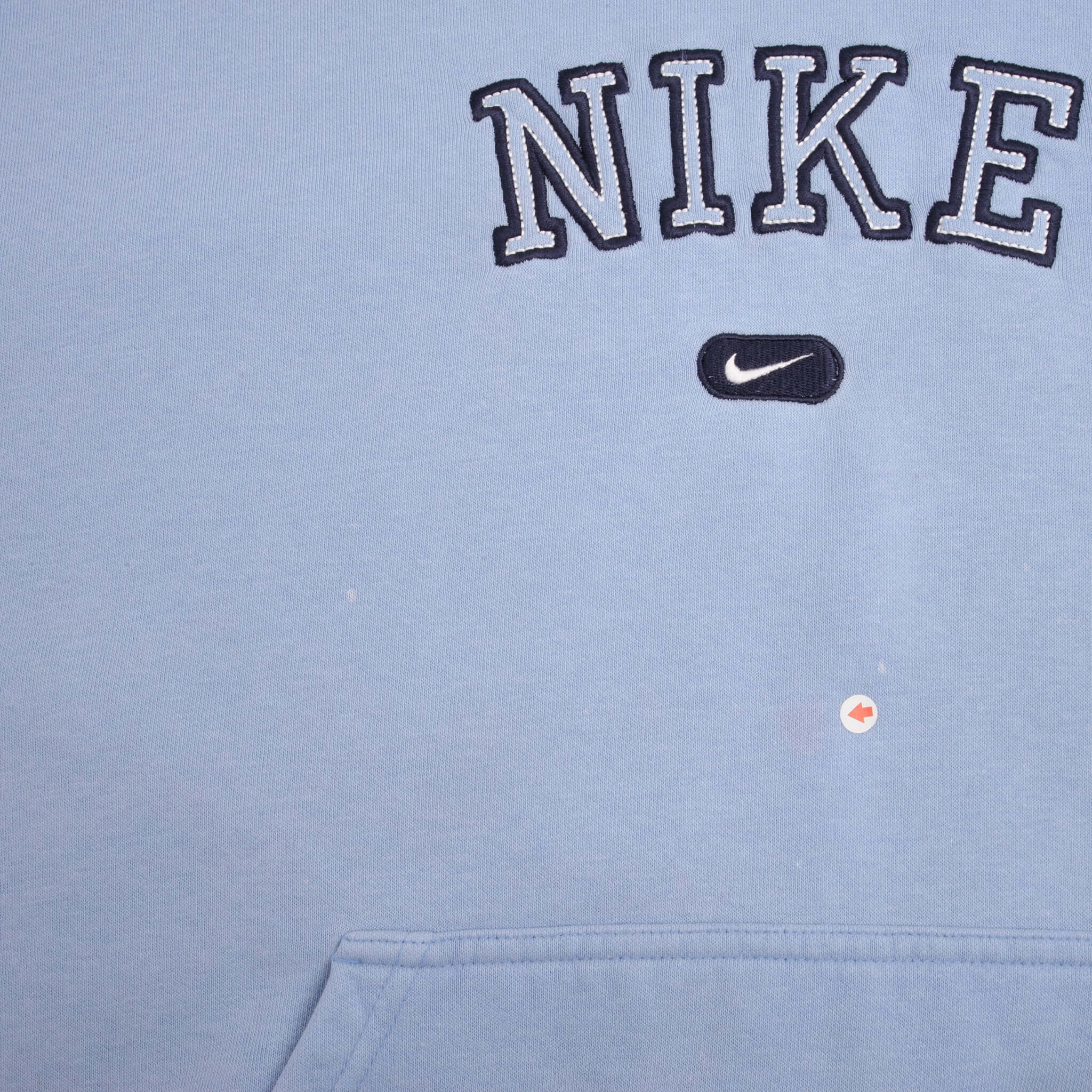 VINTAGE NIKE SPELLOUT SWOOSH BLUE HOODIE SWEATSHIRT 2000S SIZE XL
