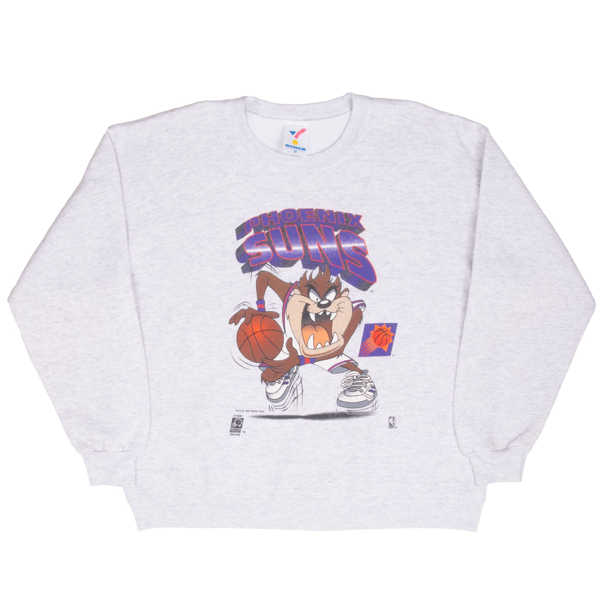 Vintage Nba Phoenix Suns Taz Looney Tunes Grey Sweatshirt 1994 Size Large Made In Usa