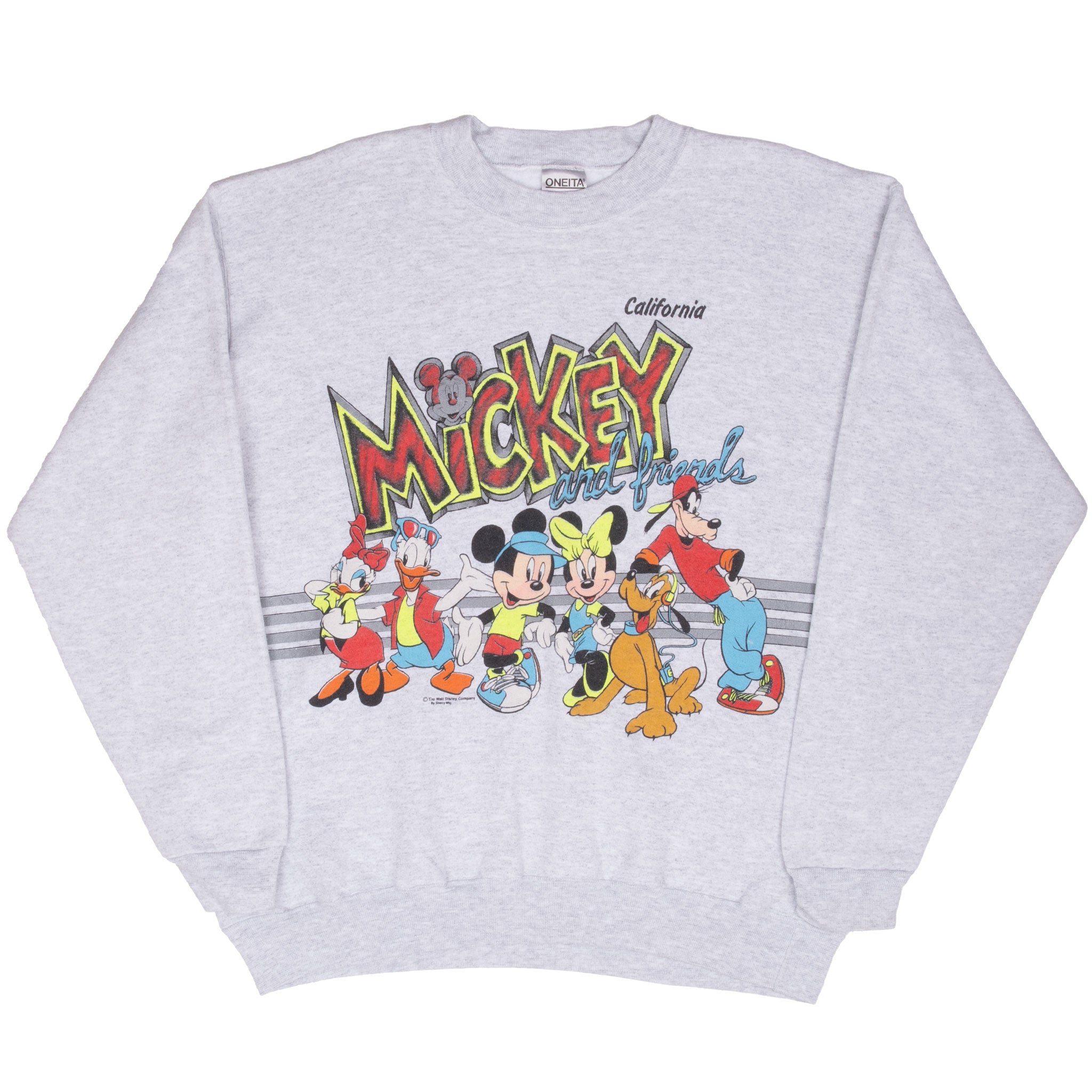 Vintage Disney Mickey And Friends California Grey Sweatshirt 1990S Size XL Made In Usa
