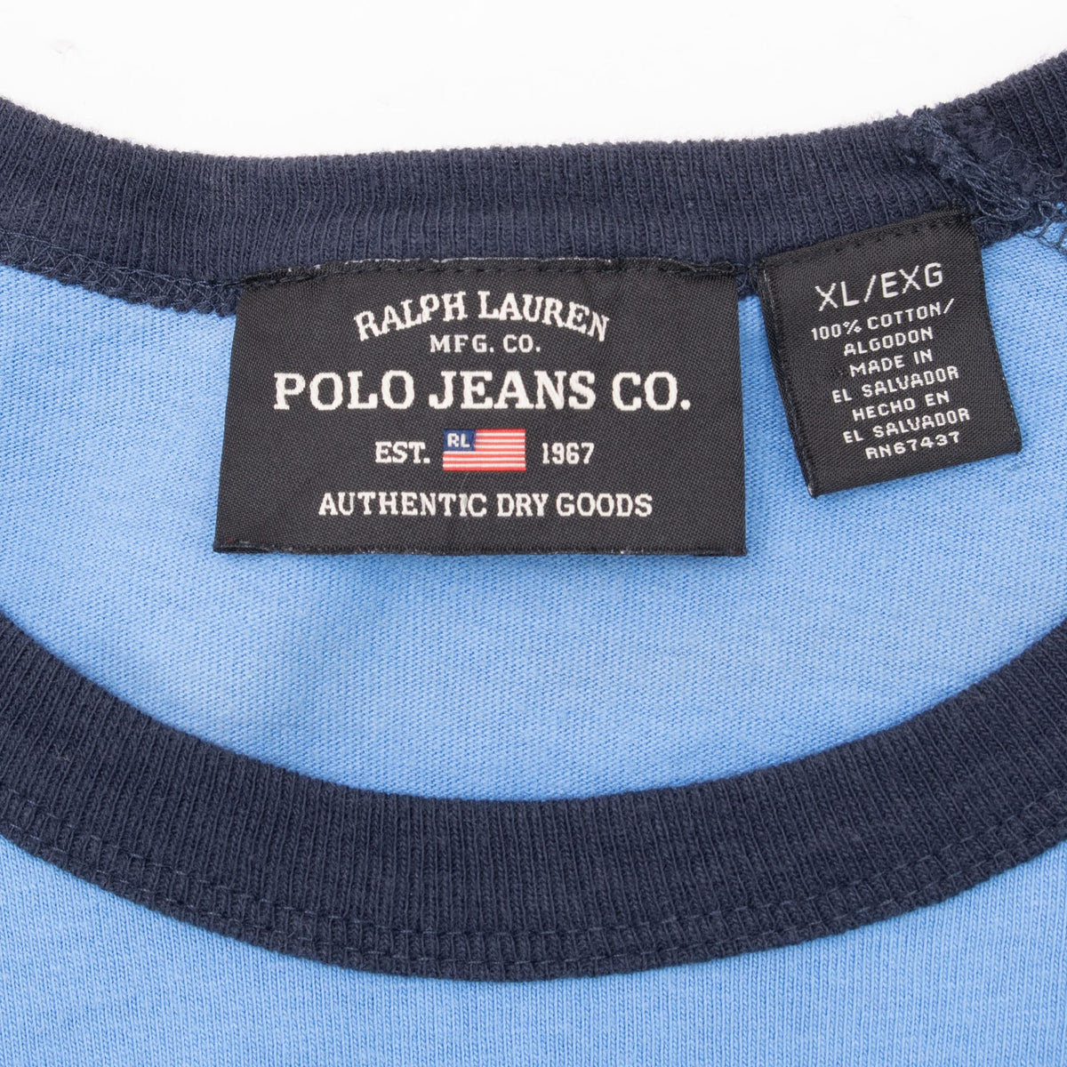 Vintage Ralph Lauren Polo Jeans Co Blue Tee Shirt Size XL