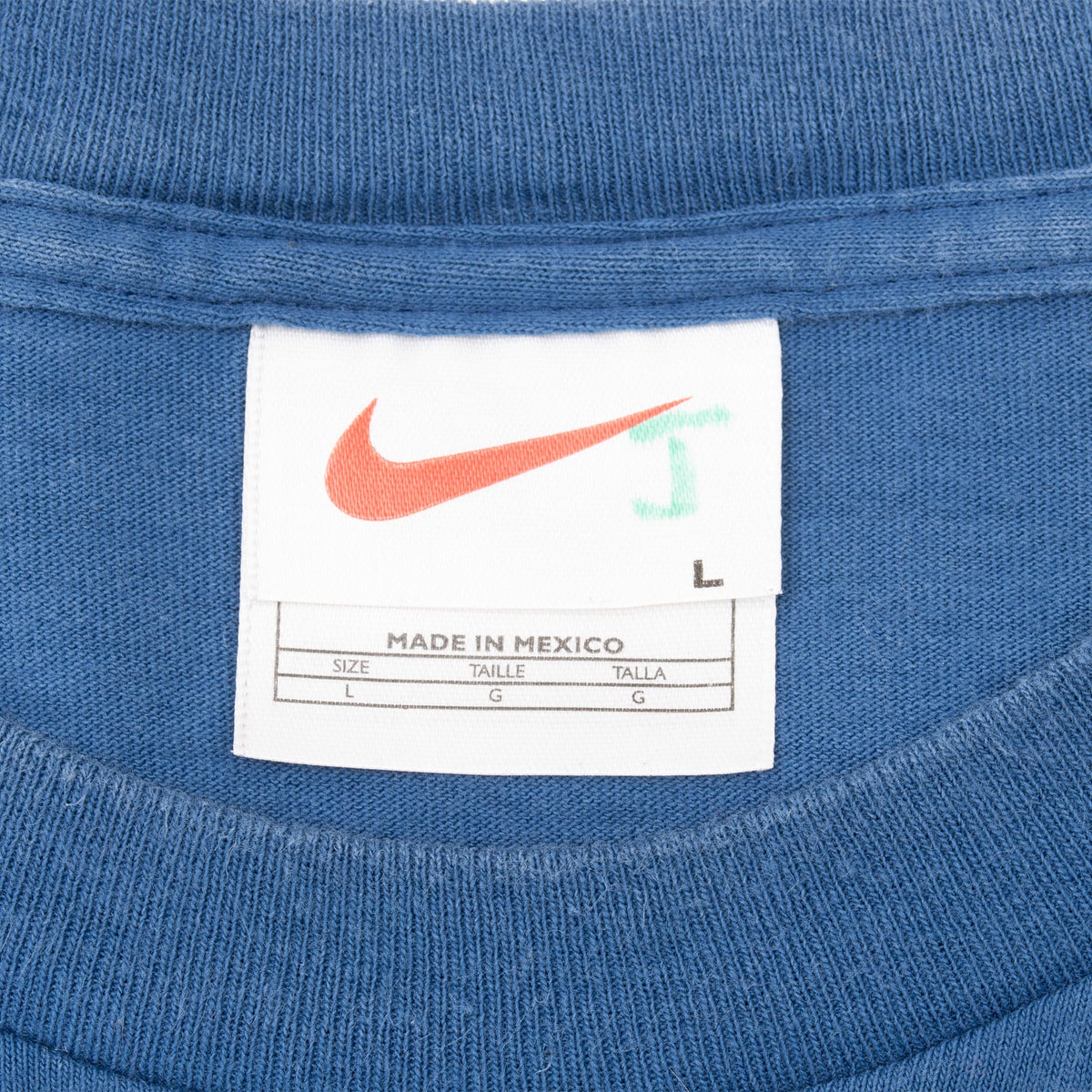 Vintage Nike Classic Swoosh Blue Tee Shirt 1990S Size Large