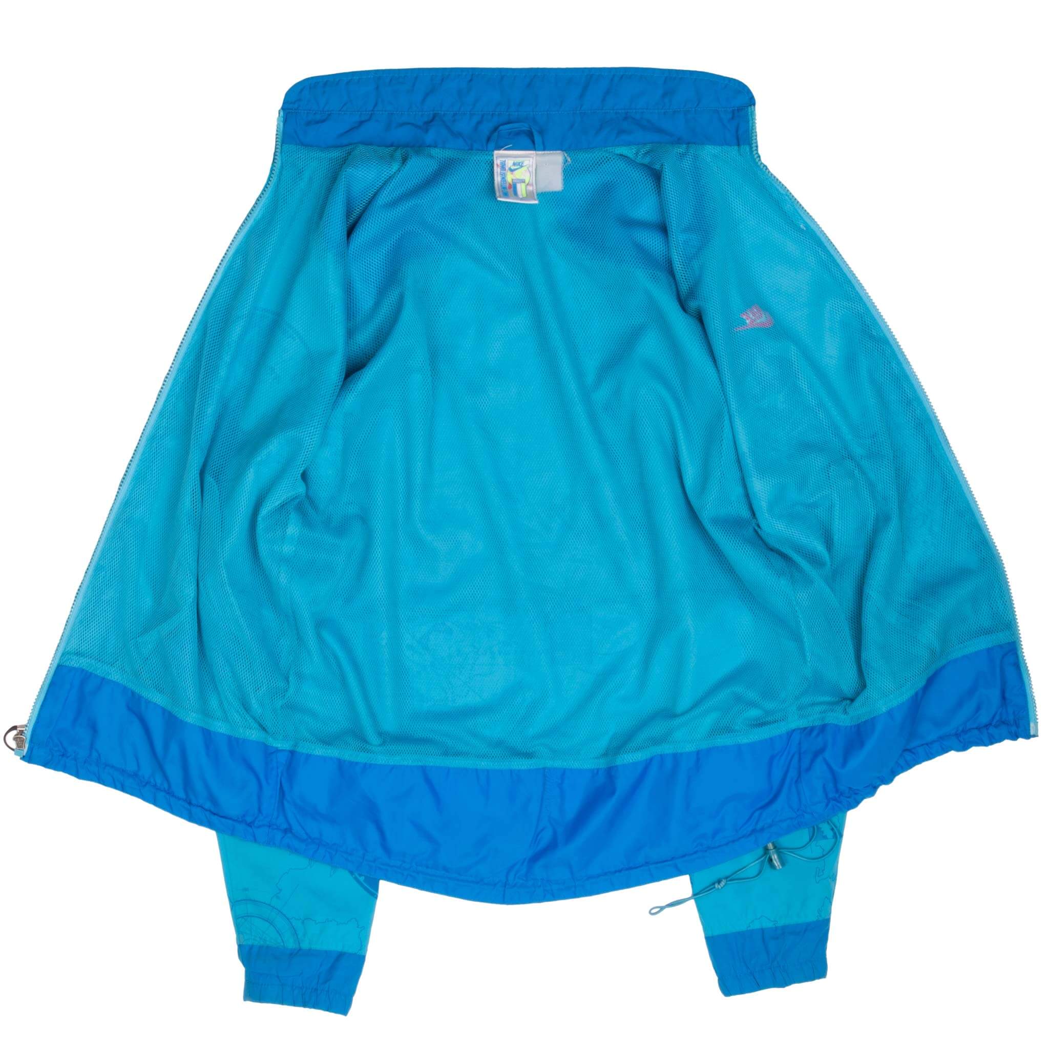 Vintage Nike International All Over Print Blue Windbreaker Jacket 1990S Size Medium