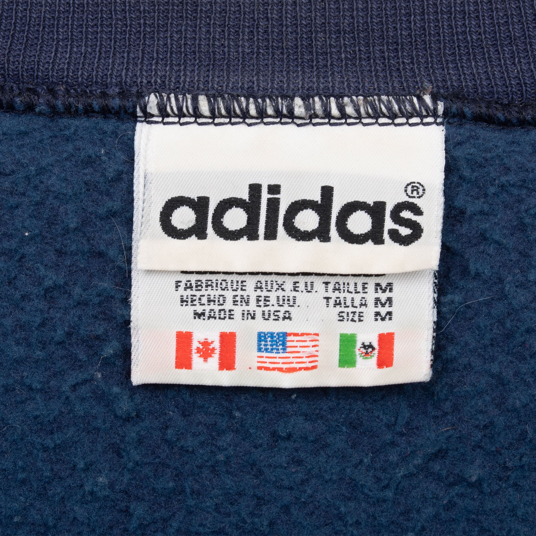 Vintage Adidas Classic Blue Crewneck Sweatshirt 1990S Size Medium Made In Usa