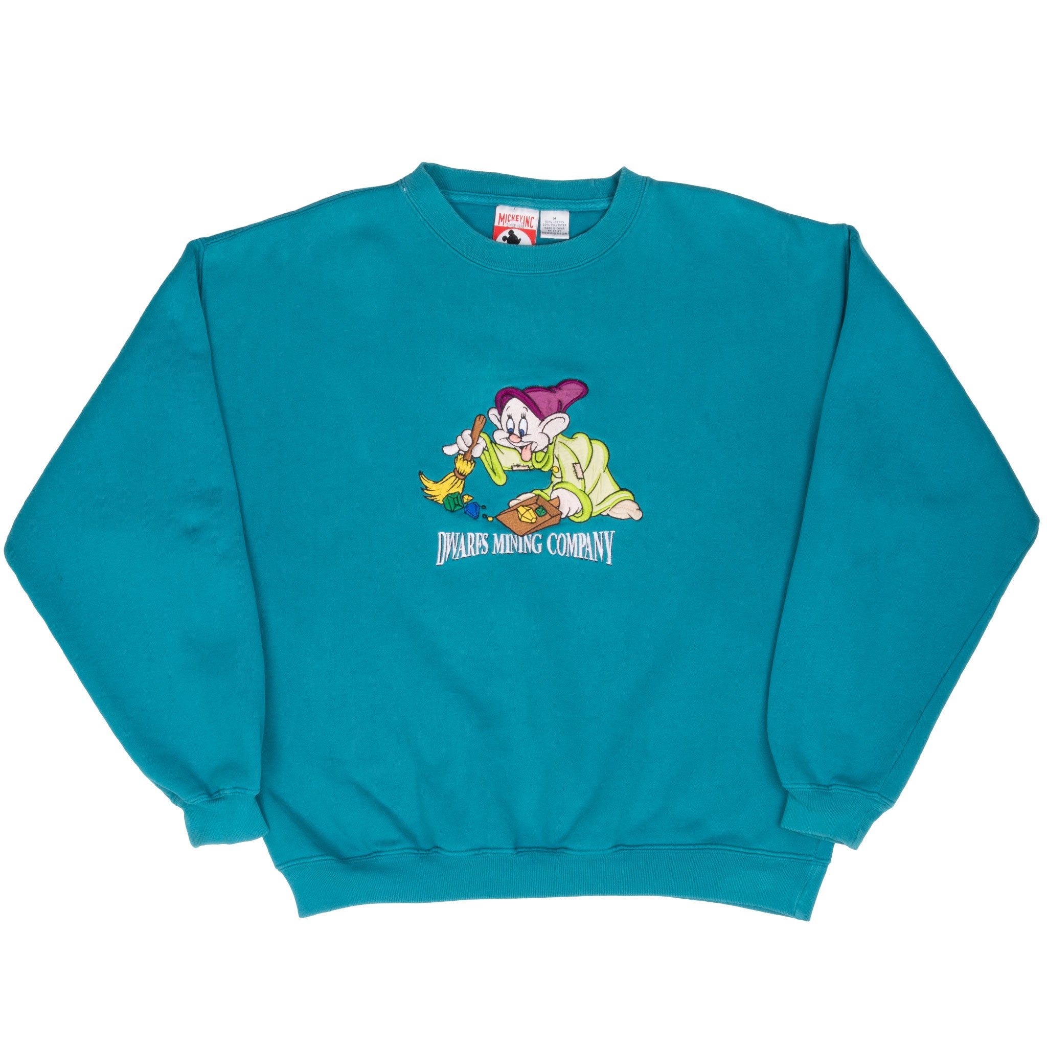 Vintage Disney Dopey Dwarf Mining Company Embroidered Sweatshirt 1990S Size Medium