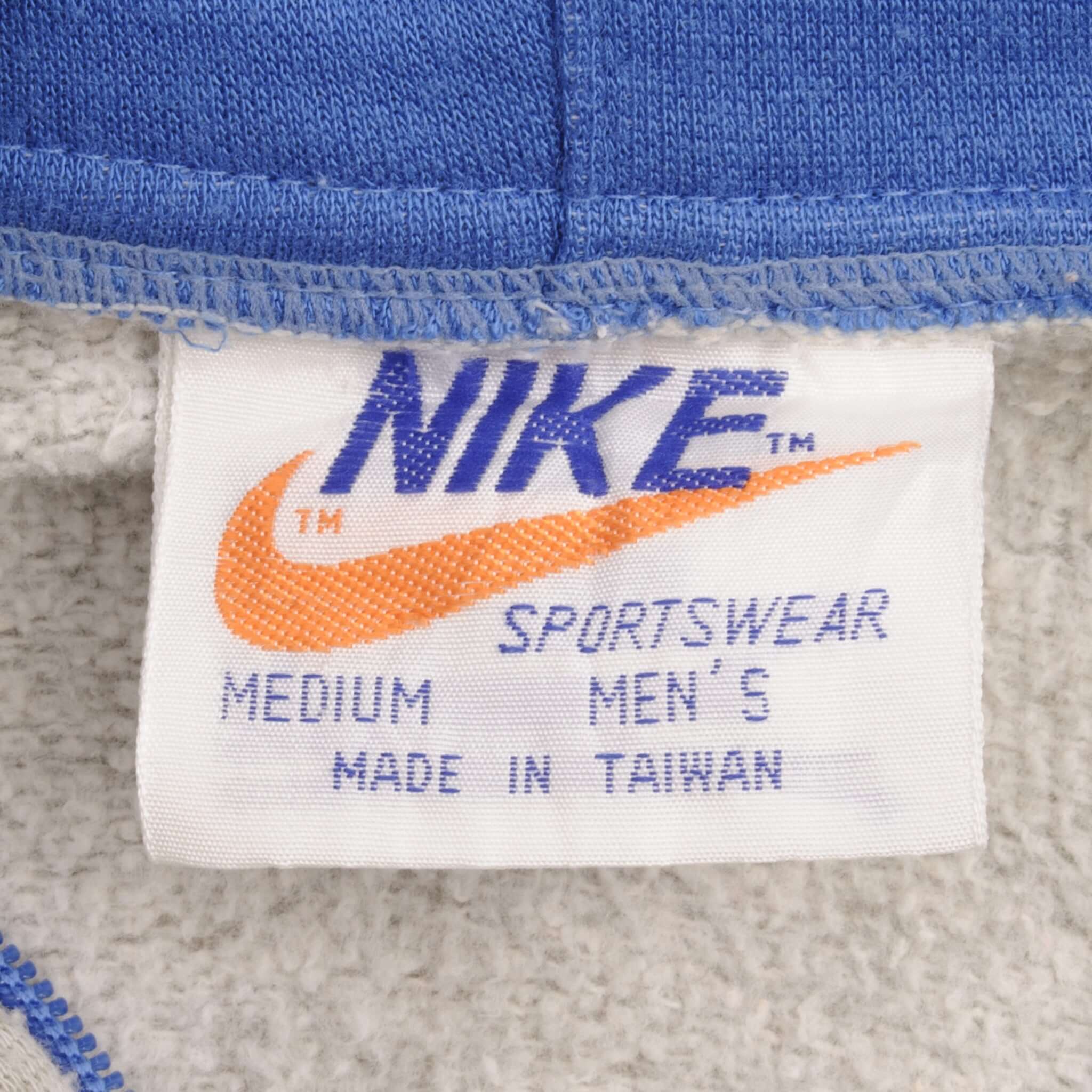 Vintage Nike Classic Swoosh Gray Full Zip Hoodie Sweatshirt 1970S Size Medium