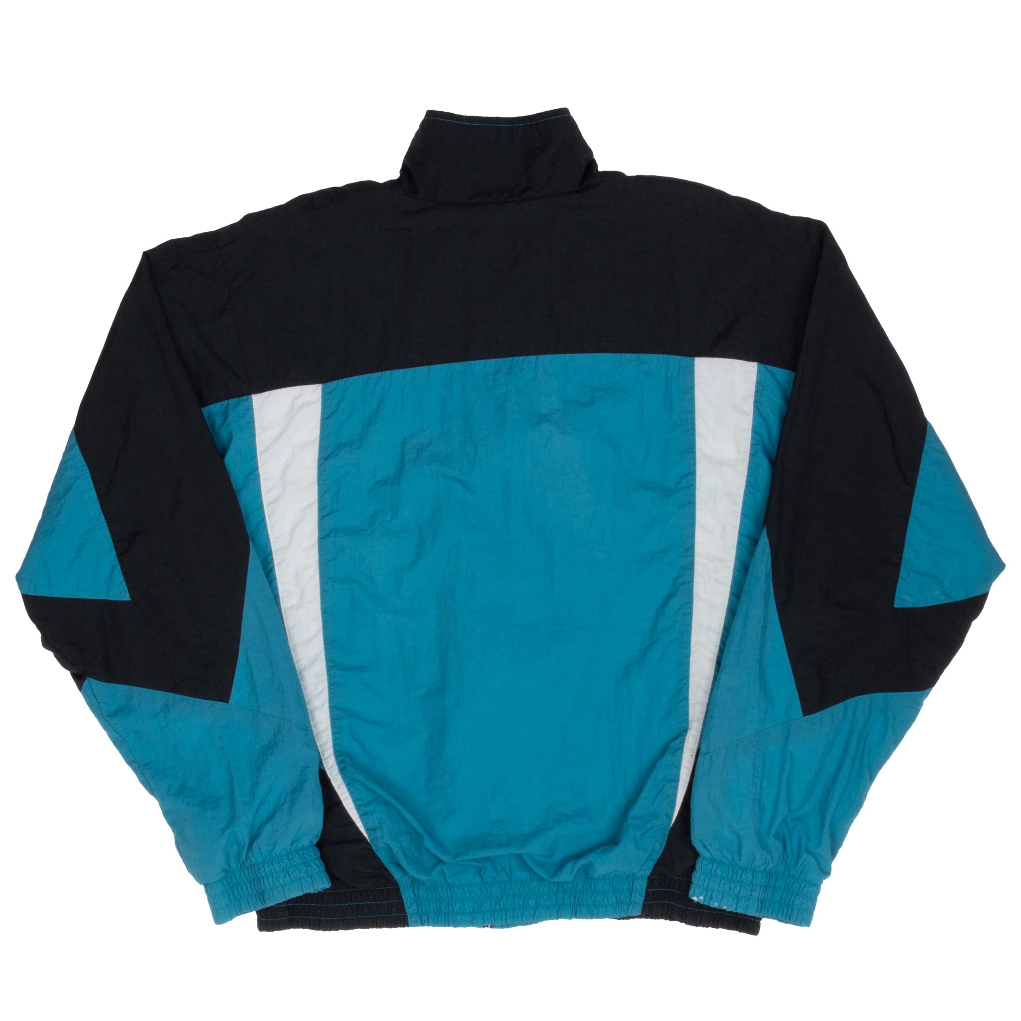 Vintage Nike Classic Swoosh Black and Cyan Windbreaker Jacket 1980S Size Large