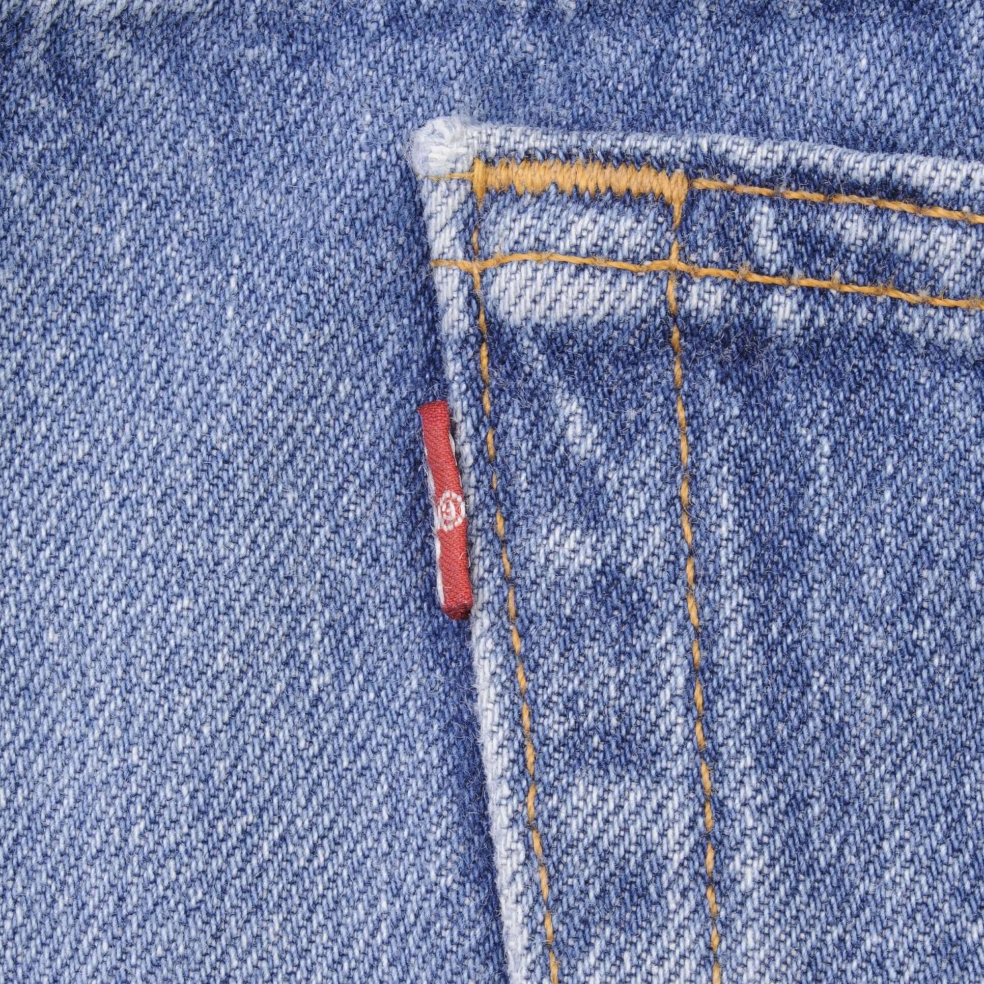 Beautiful Indigo Levis 501 Jeans 1980s Made in USA with Medium Light Wash With Light Whiskers Size on tag 38X36 Actual Size 36X36 Back Button #501