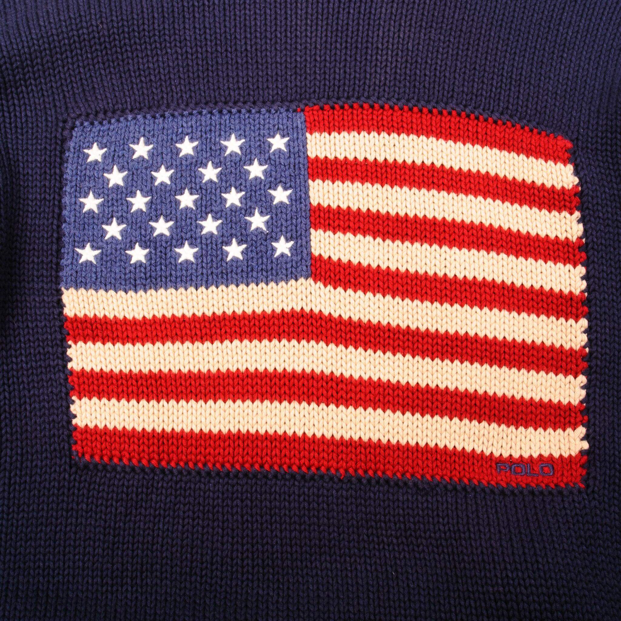 Vintage Ralph Lauren American Flag Knit Sweatshirt Size XXLarge