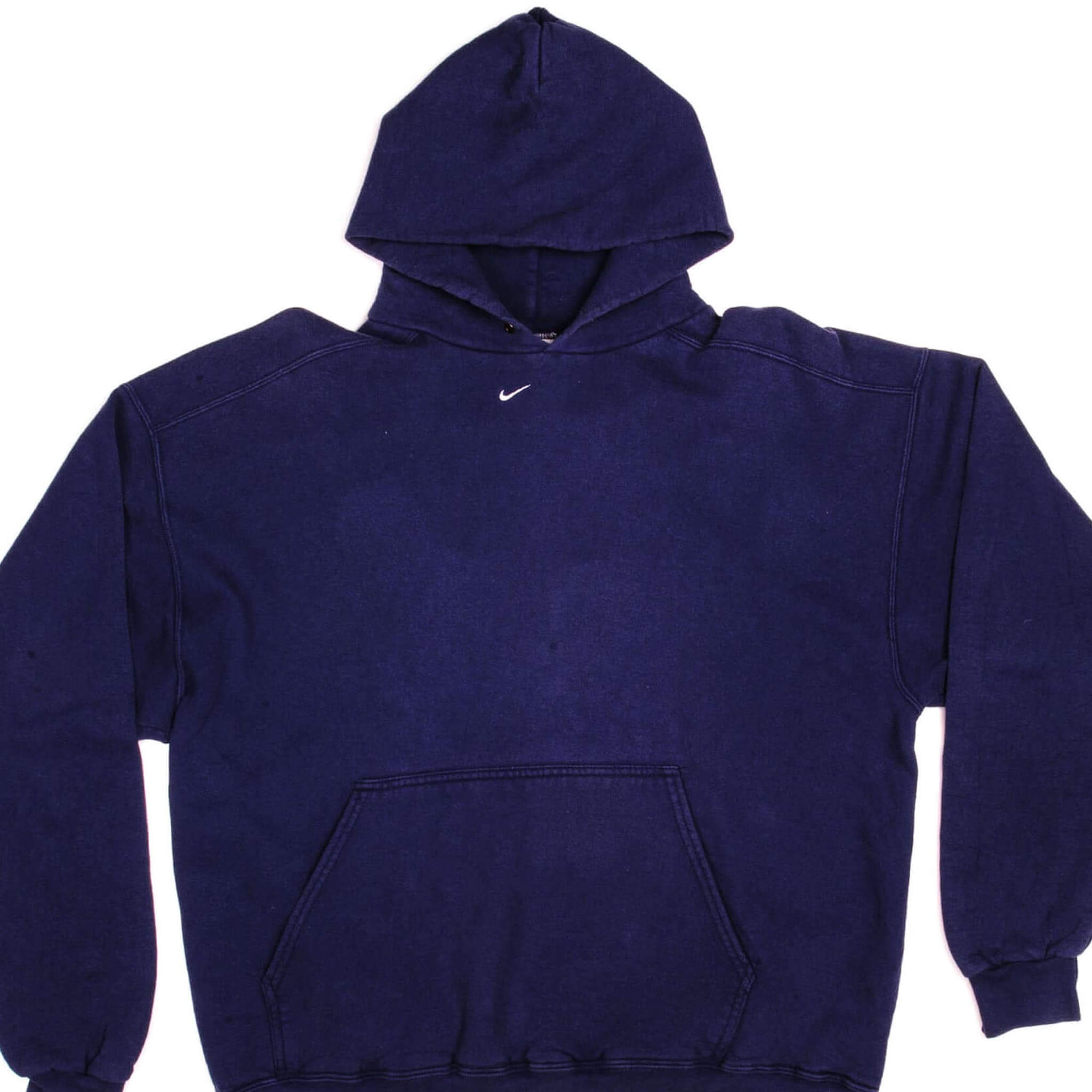 Vintage Nike Blue Hoodie Center Swoosh Sweatshirt Late 1990s Size Large Made In USA Travis Scott