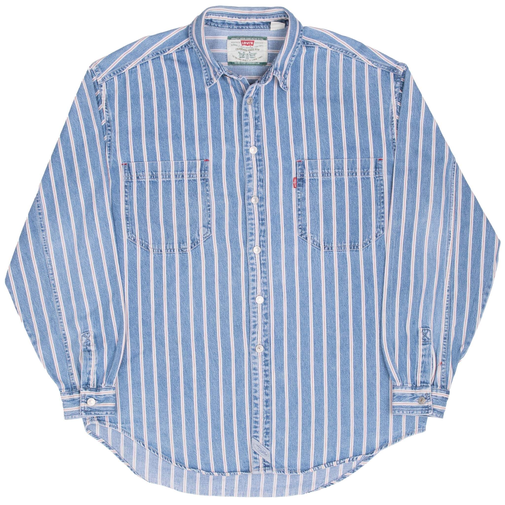 Vintage Levis Red Line Blue Pocket Denim Shirt 1990S Size Large