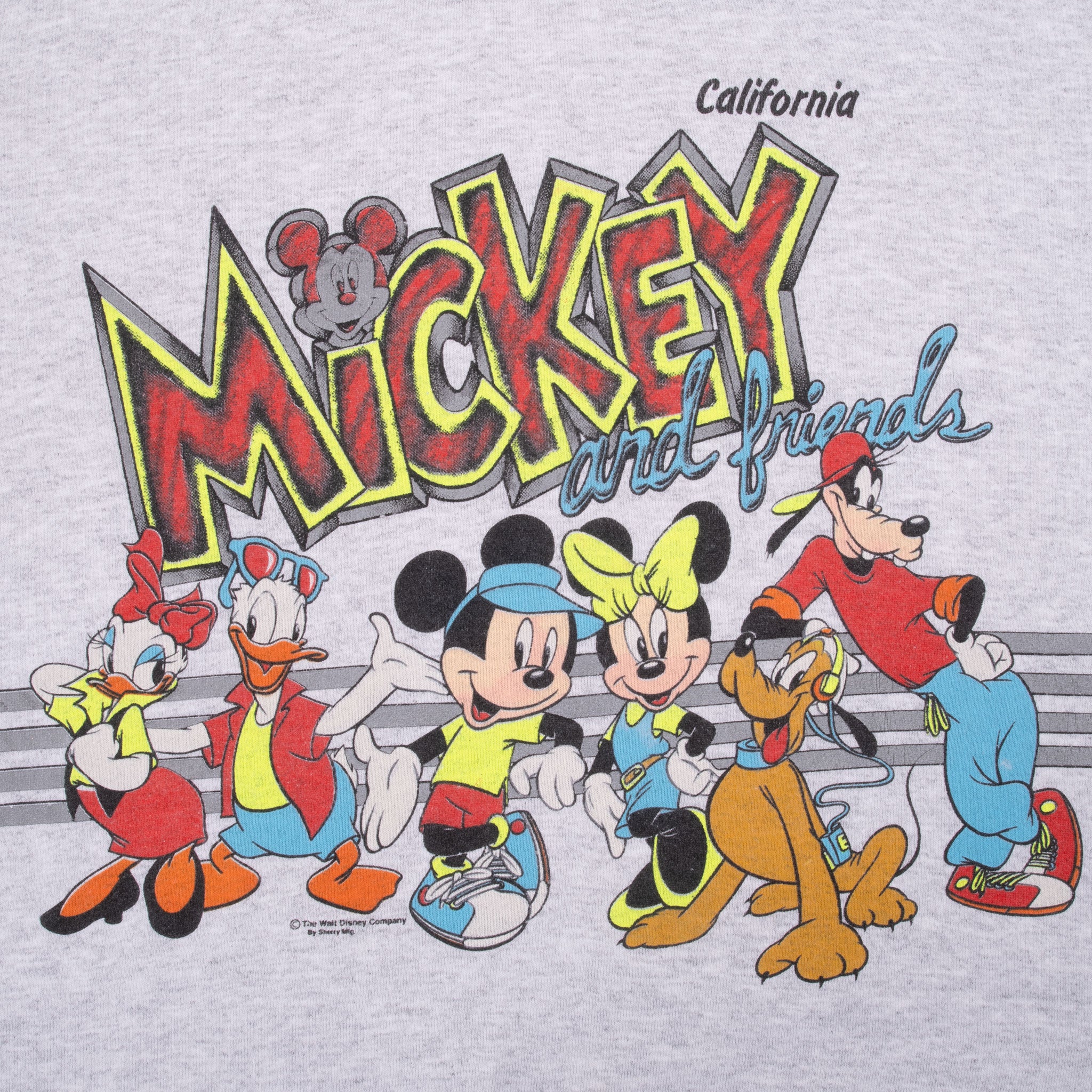 Vintage Disney Mickey And Friends California Grey Sweatshirt 1990S Size XL Made In Usa