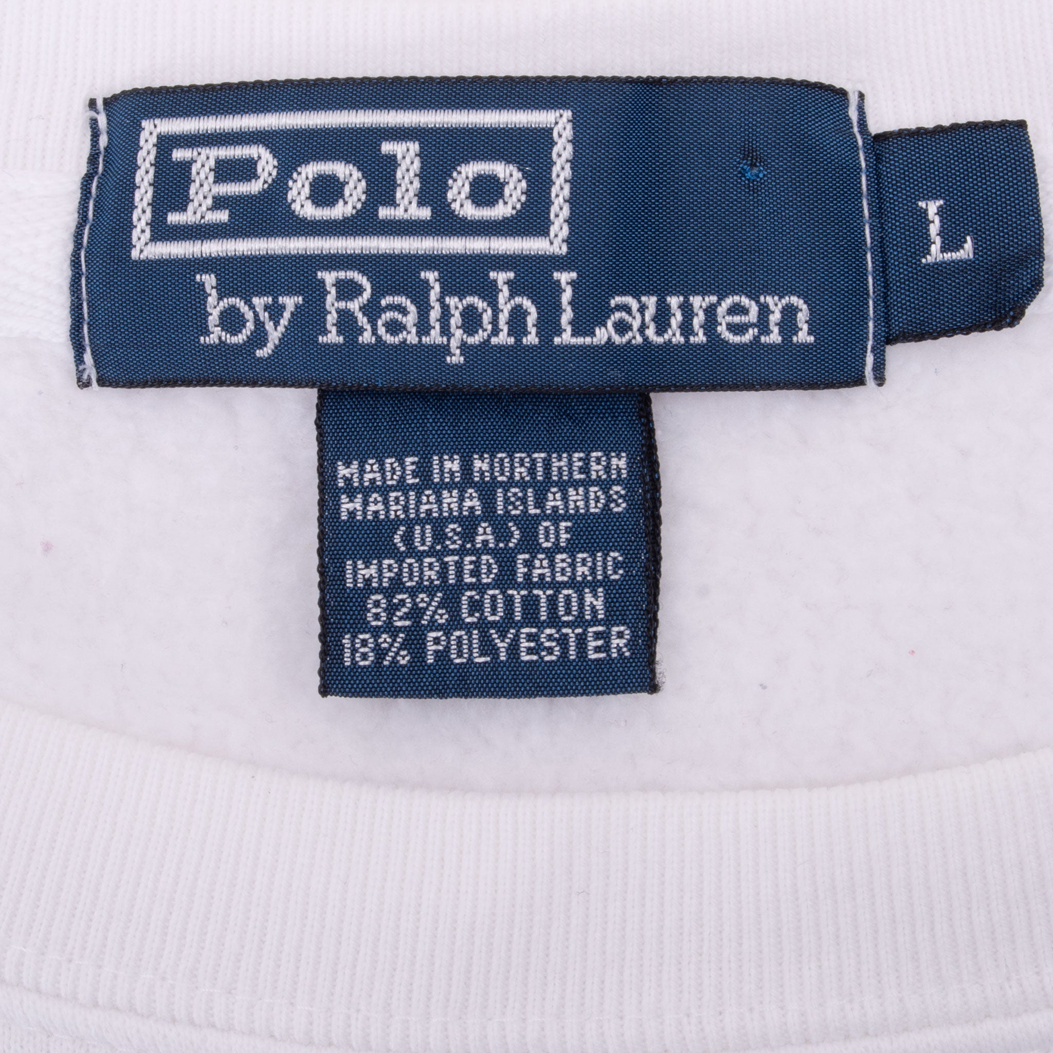 Vintage Polo Ralph Lauren Classic Crewneck White Sweatshirt Size Large 1990S Made In USA