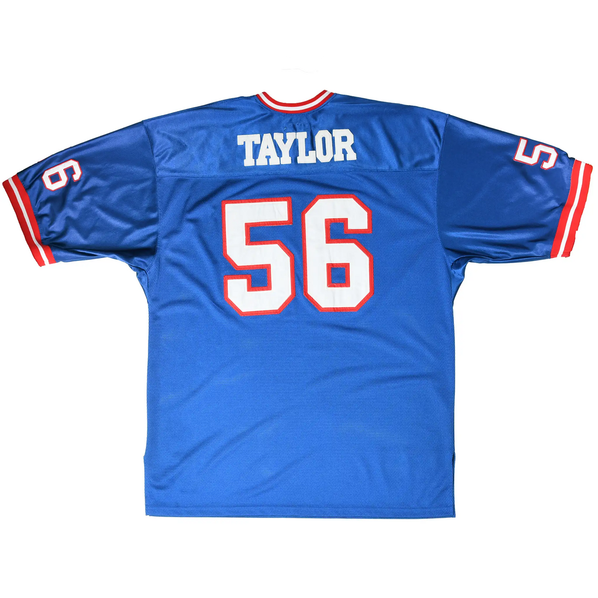 Back of blue New York Giants jersey with Taylor name and number 56