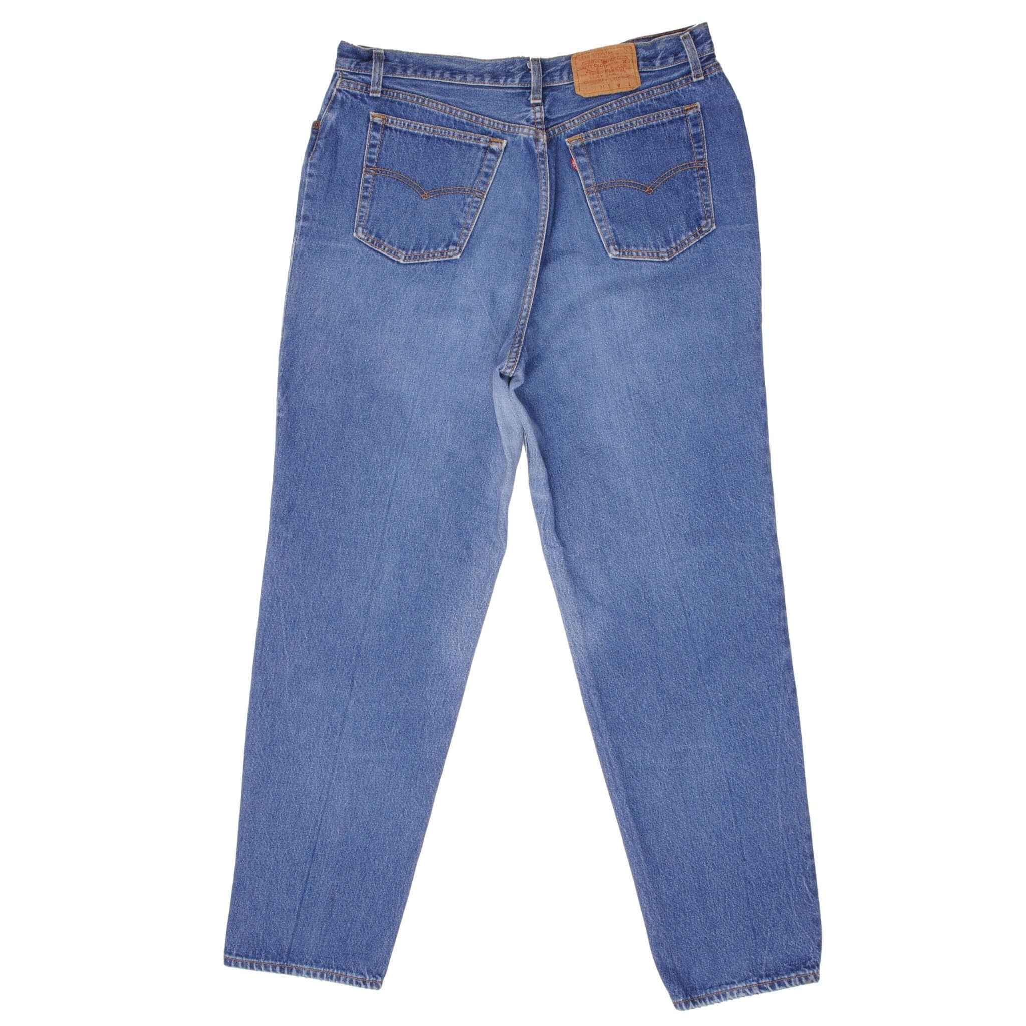 Beautiful Indigo Levis 501 Jeans 1980s Made in USA with Medium Wash Size on tag Unknown Actual Size 36X32 Back Button #544