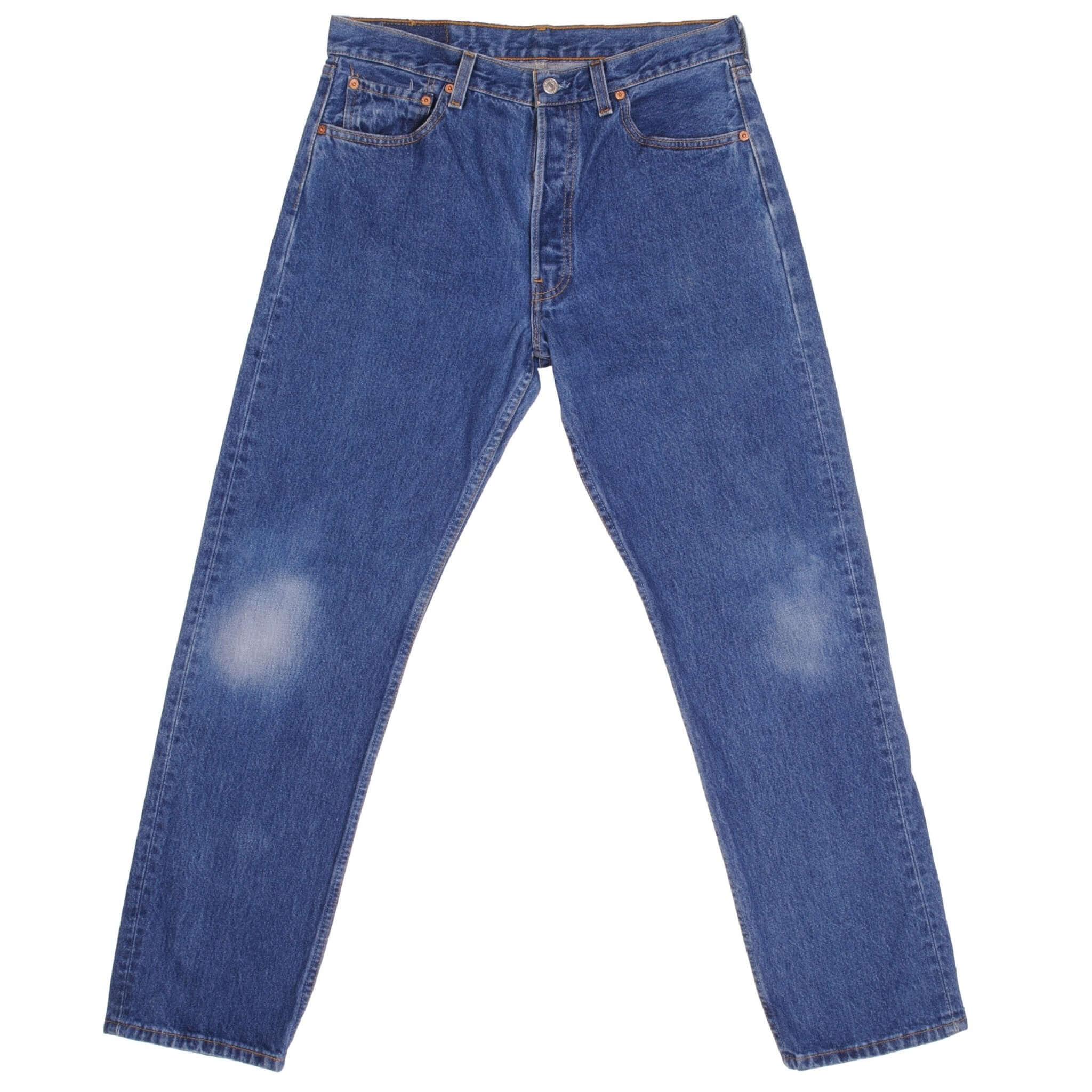 Beautiful Indigo Levis 501 Jeans 1990s Made in USA with Medium Wash Size on tag 34X32 Back Button #511M