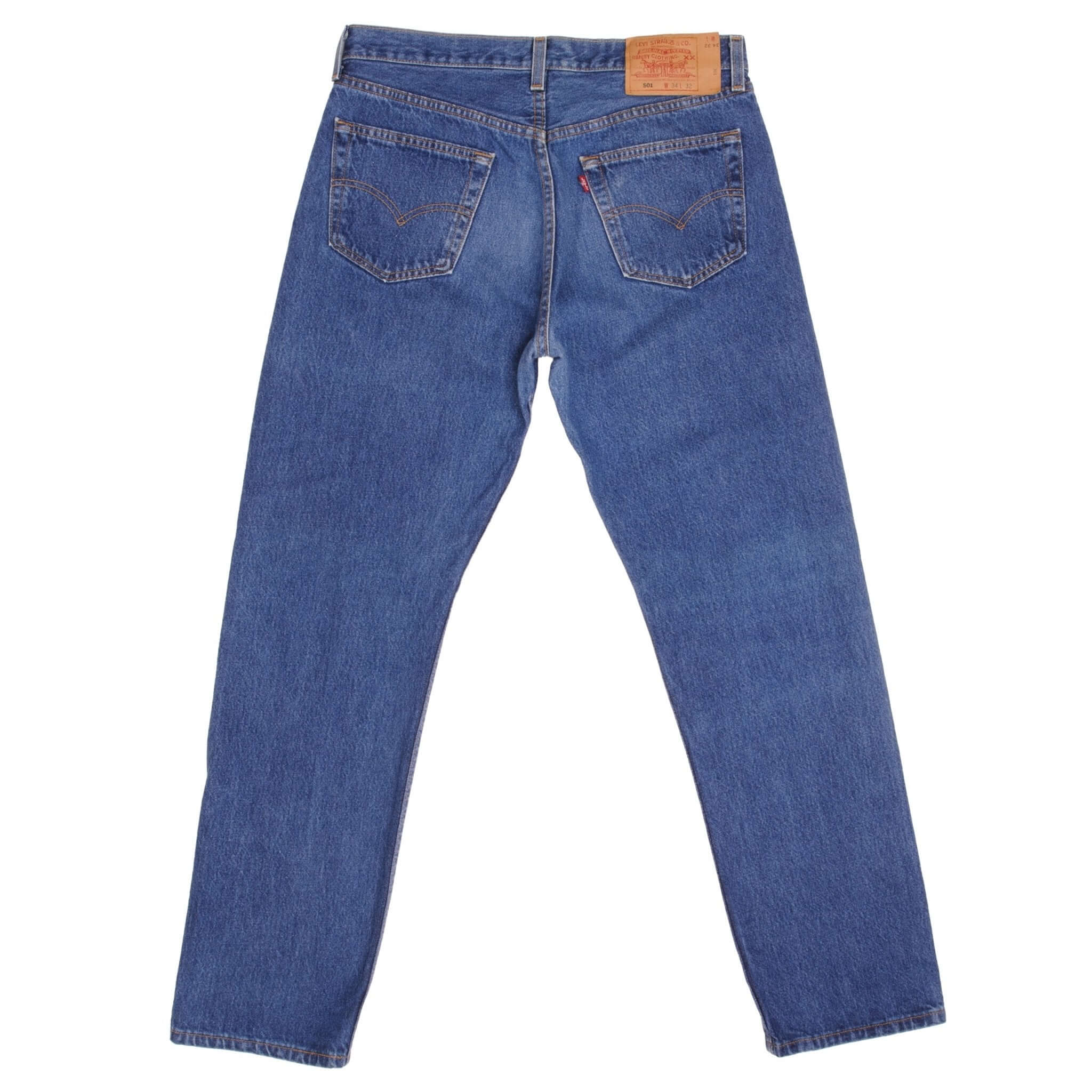 Beautiful Indigo Levis 501 Jeans 1990s Made in USA with Medium Wash Size on tag 34X32 Back Button #511M