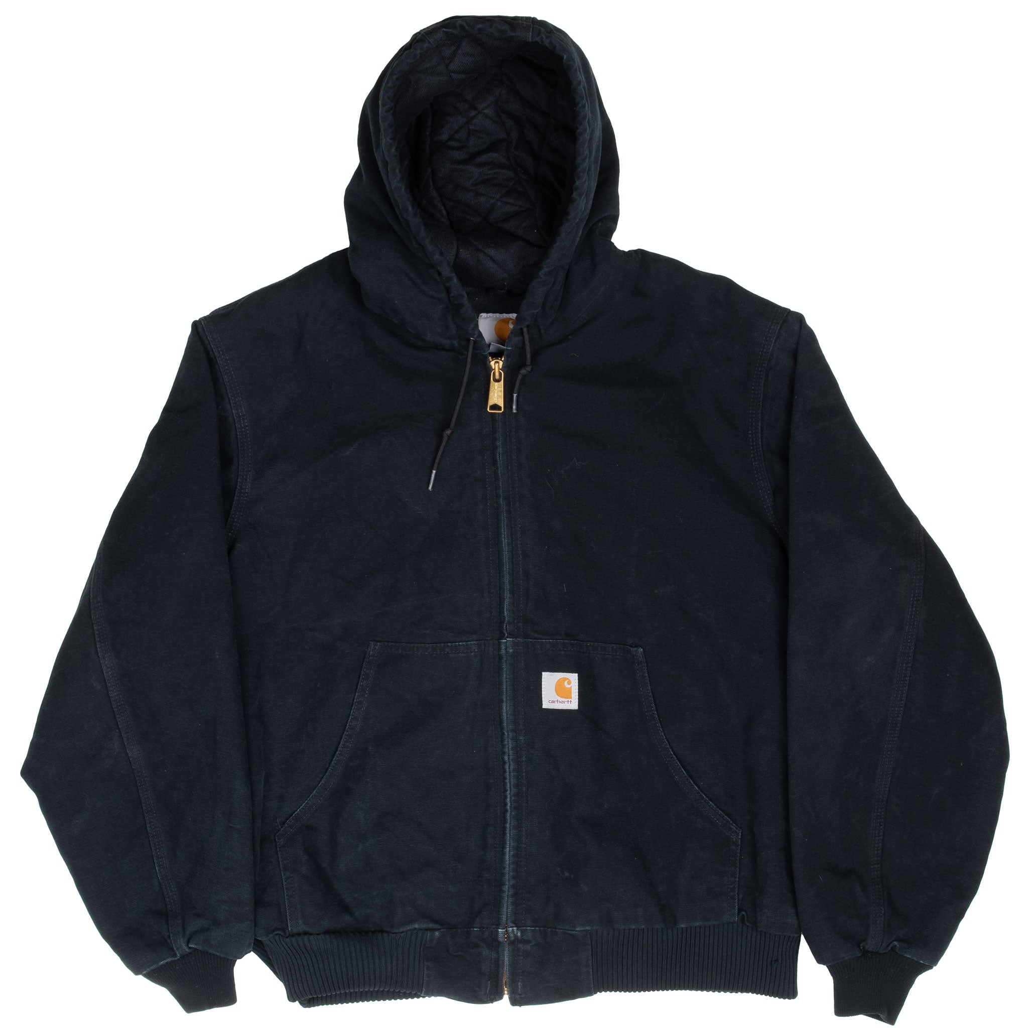 Vintage Carhartt Black Hooded Active Jacket J140BLK Size Large Made In Usa