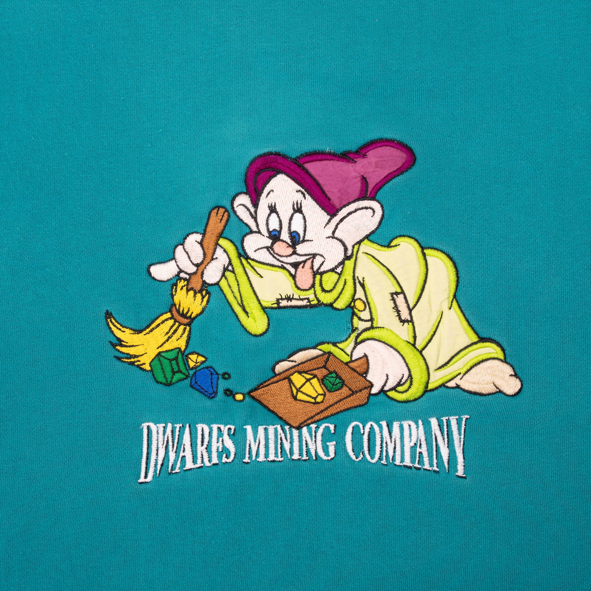 Vintage Disney Dopey Dwarf Mining Company Embroidered Sweatshirt 1990S Size Medium