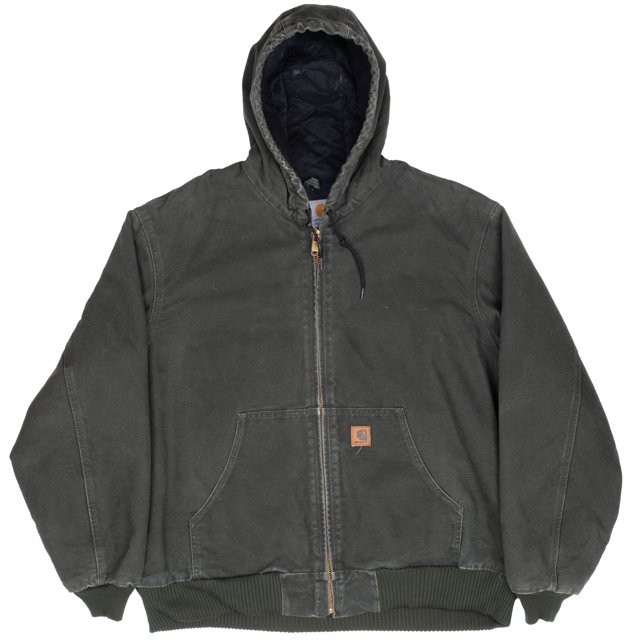 Vintage Carhartt Green Active Hooded Jacket J130Mos 1990S Size XL