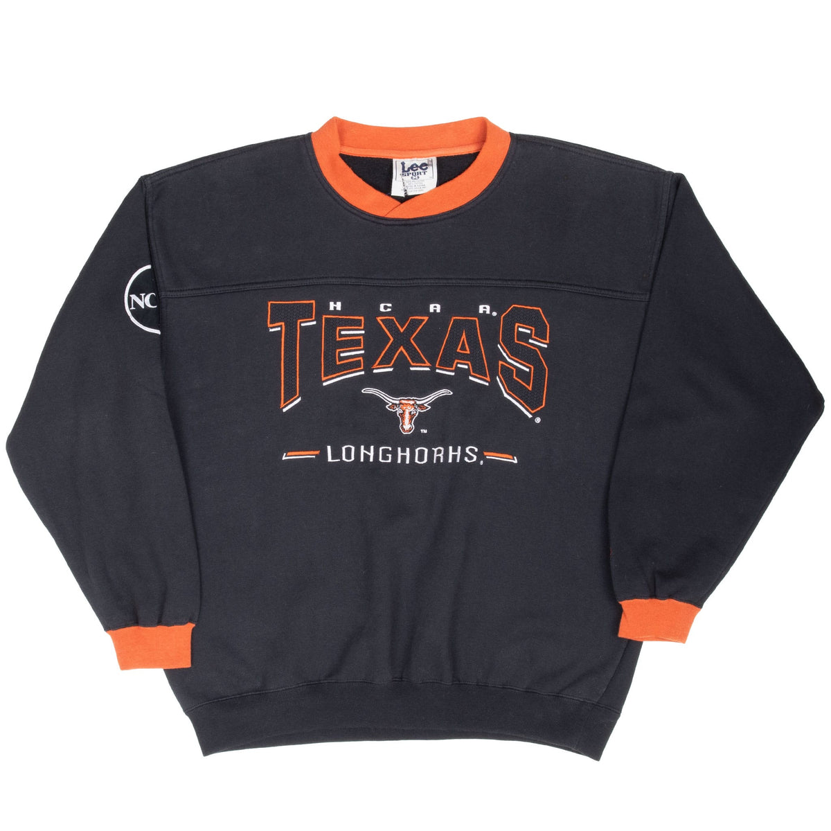 Vintage Ncaa Texas Longhorns Embroidered Black Sweatshirt 1990S Size Medium