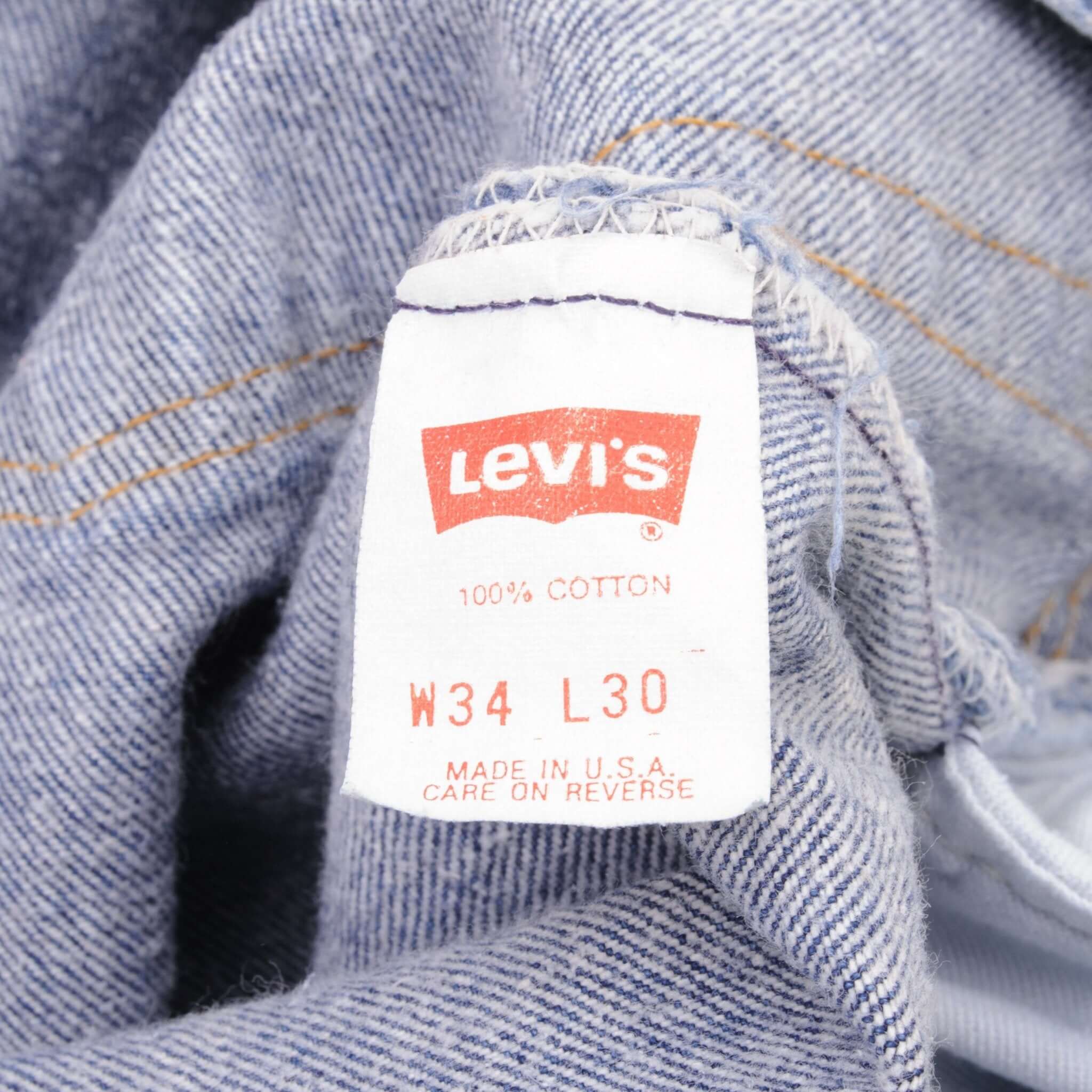 Beautiful Indigo Levis 501 Jeans 1980s Made in USA with Medium Wash Size on tag 34X30 Actual Size 32X26 Back Button #511 Not Original Hem