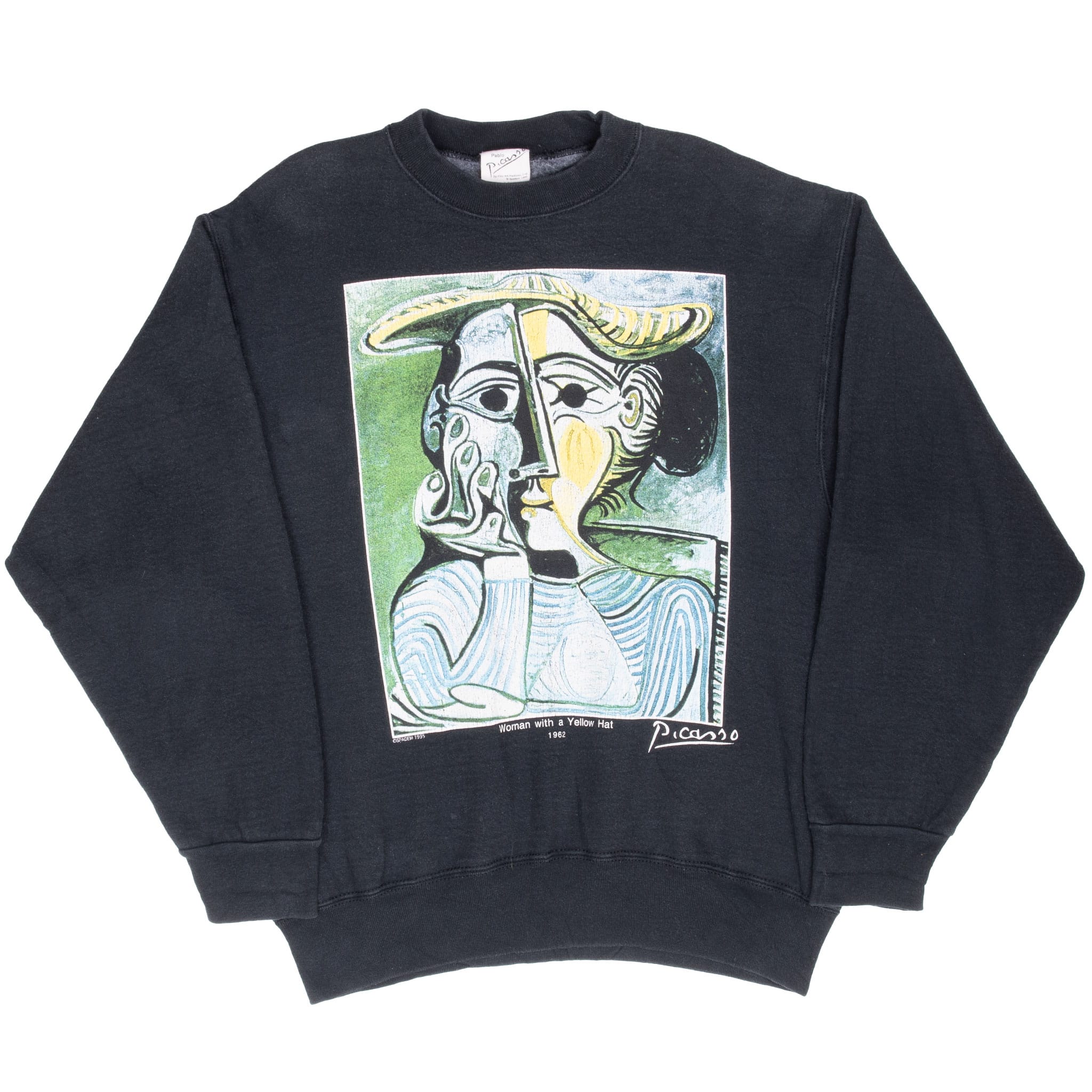 Vintage Pablo Picasso Woman With A Yellow Hat Art Sweatshirt 1995 Size Medium Made In Usa