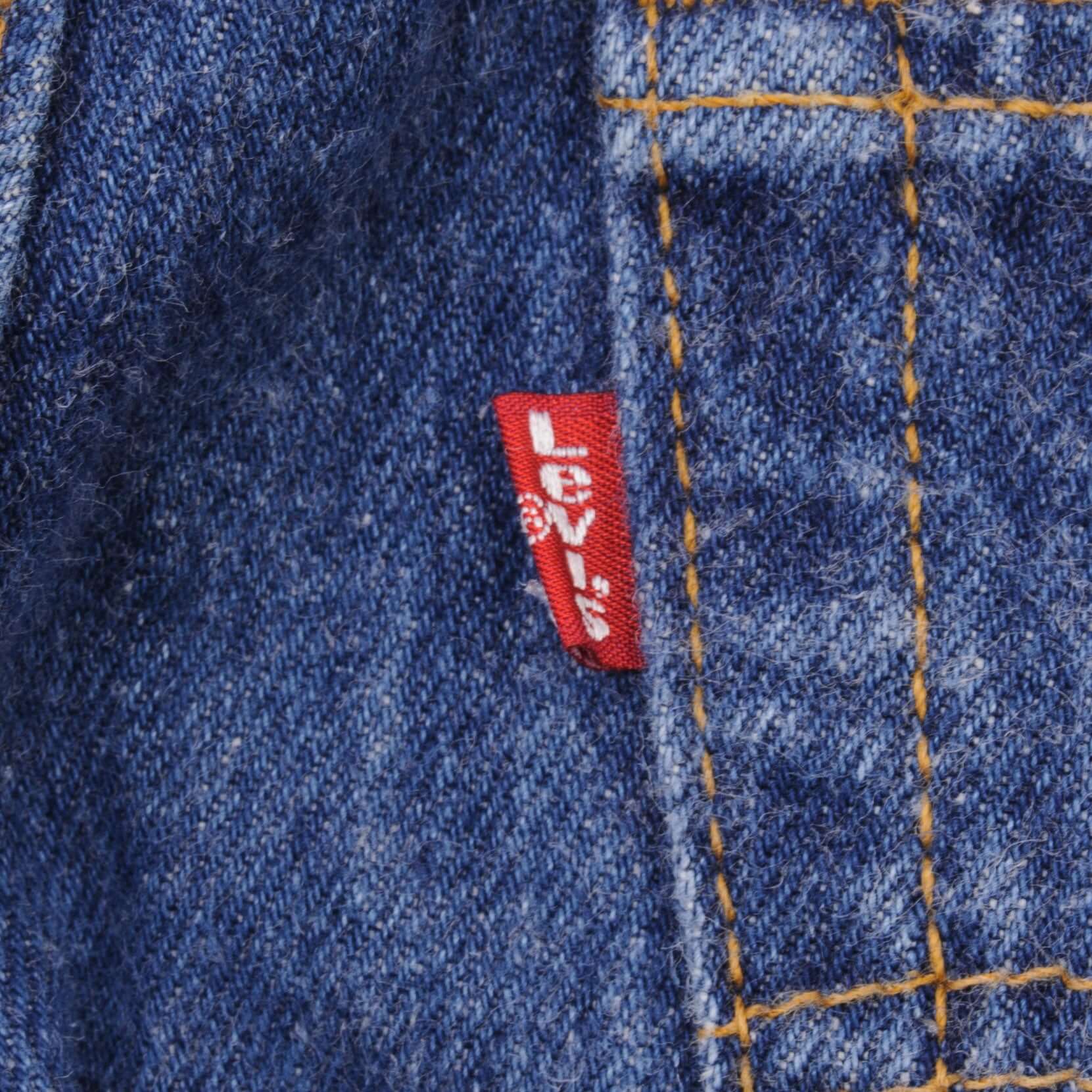 Beautiful Indigo Levis 501 Jeans 1980s Made in USA with Medium Wash Size on tag 34X30 Actual Size 32X26 Back Button #511 Not Original Hem