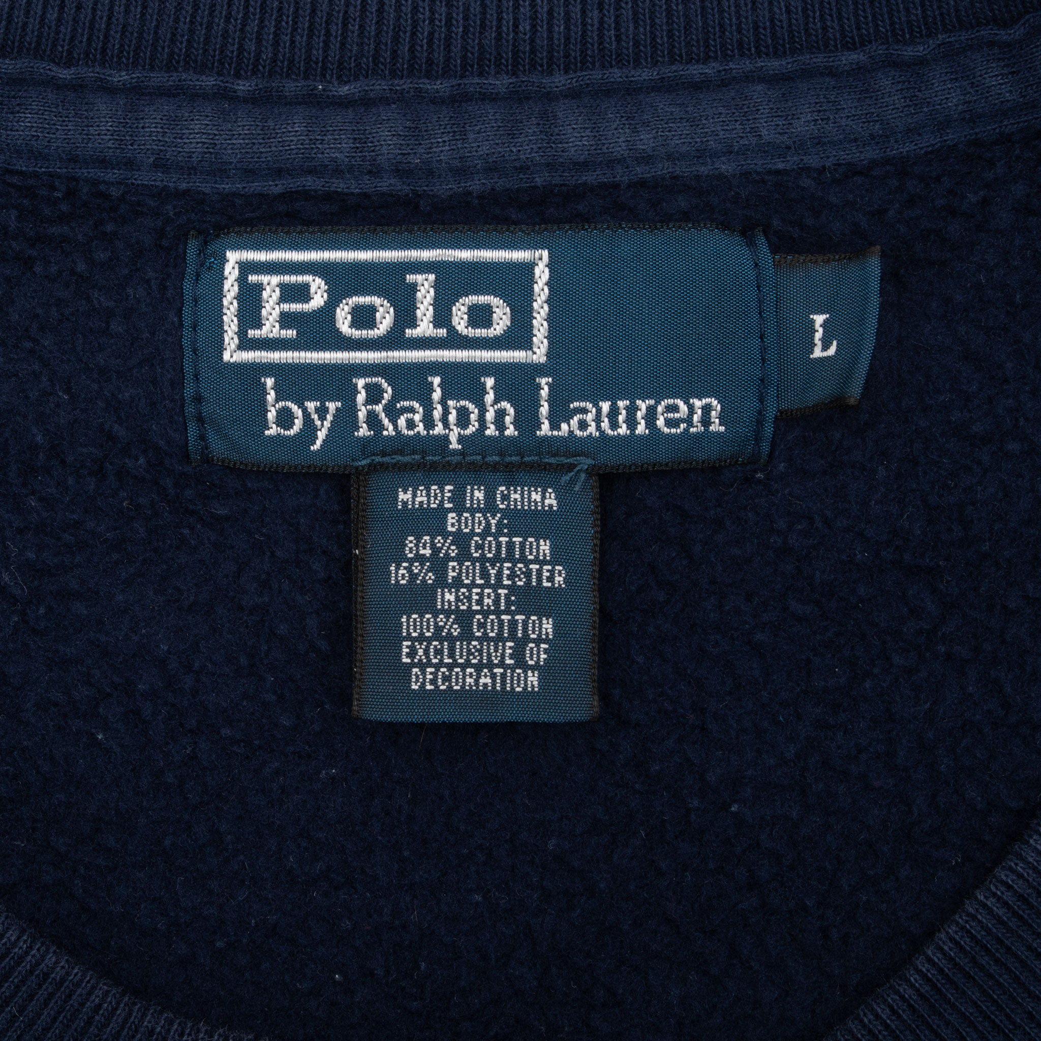 Vintage Ralph Lauren 1990S Classic Navy Blue Crewneck Sweatshirt Size Large