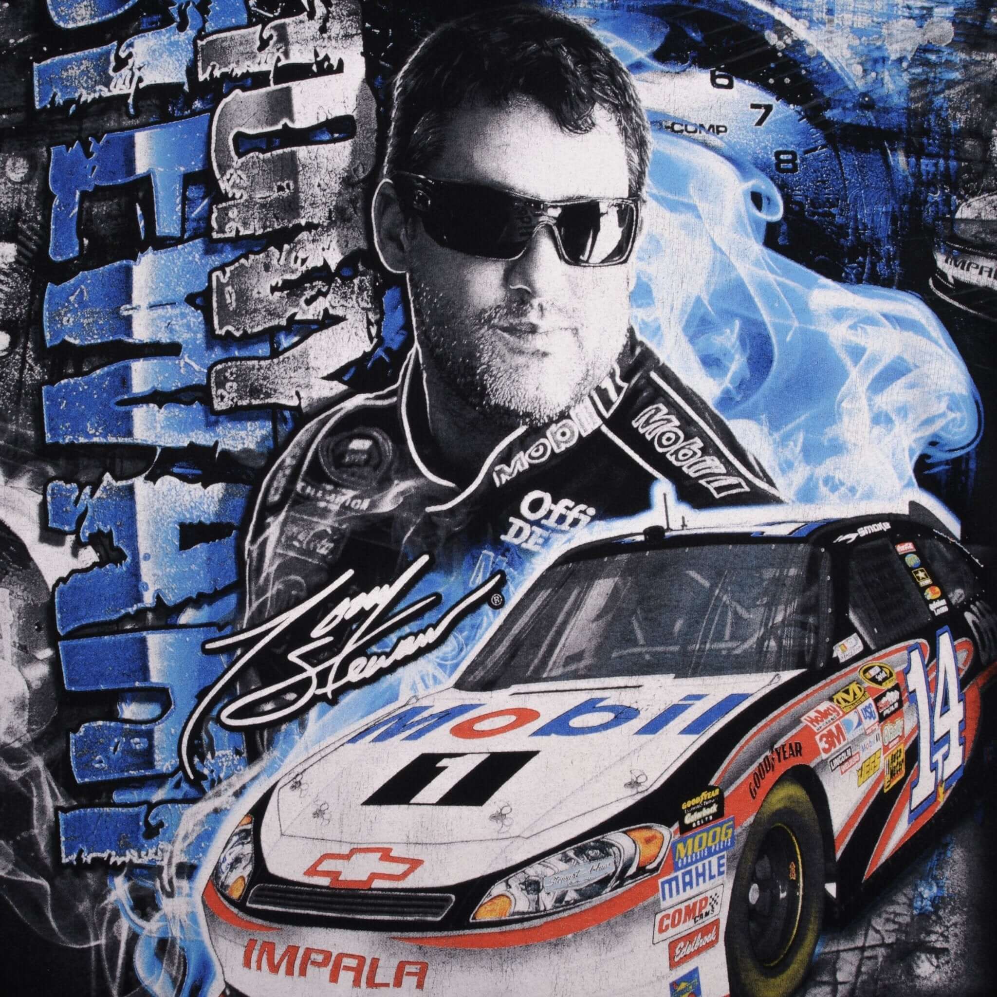 Vintage All Over Print Nascar Tony Stewart 2000S Tee Shirt Size Large