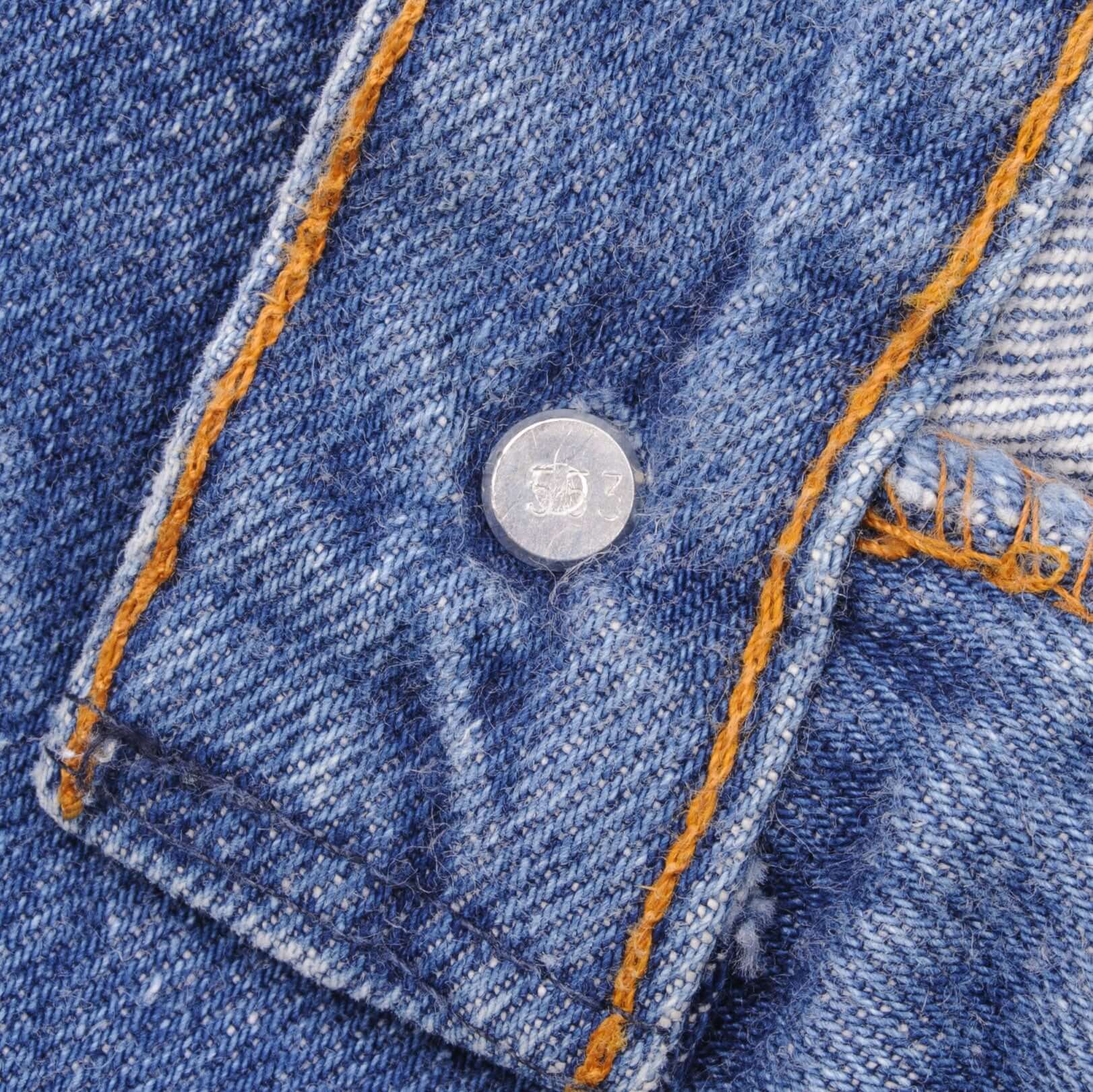 Beautiful Indigo Levis 501 Jeans 1980s Made in USA with Medium Wash Size on tag 34X34 Actual Size 33X29 Back Button #553