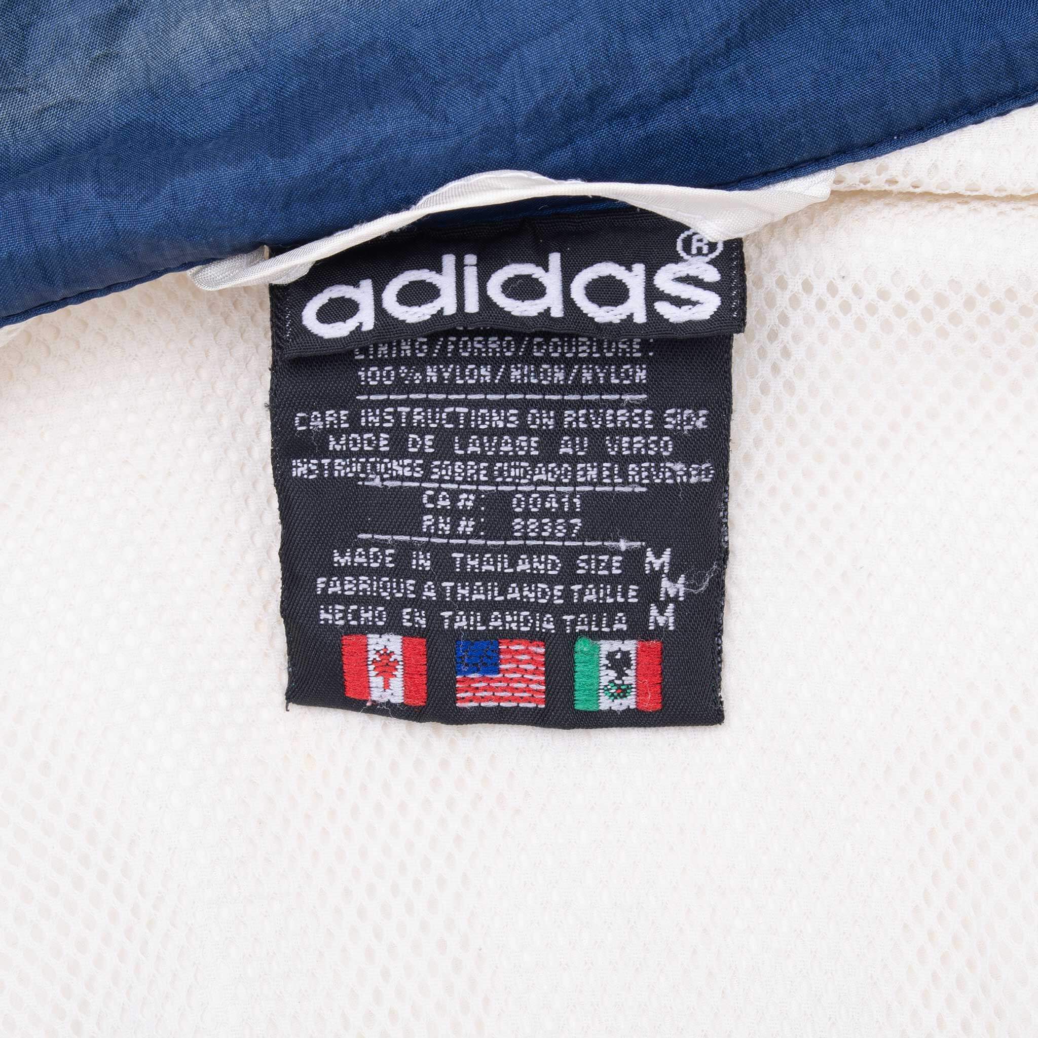 Vintage Adidas Blue & White Windbreaker Jacket 1990S Size Medium