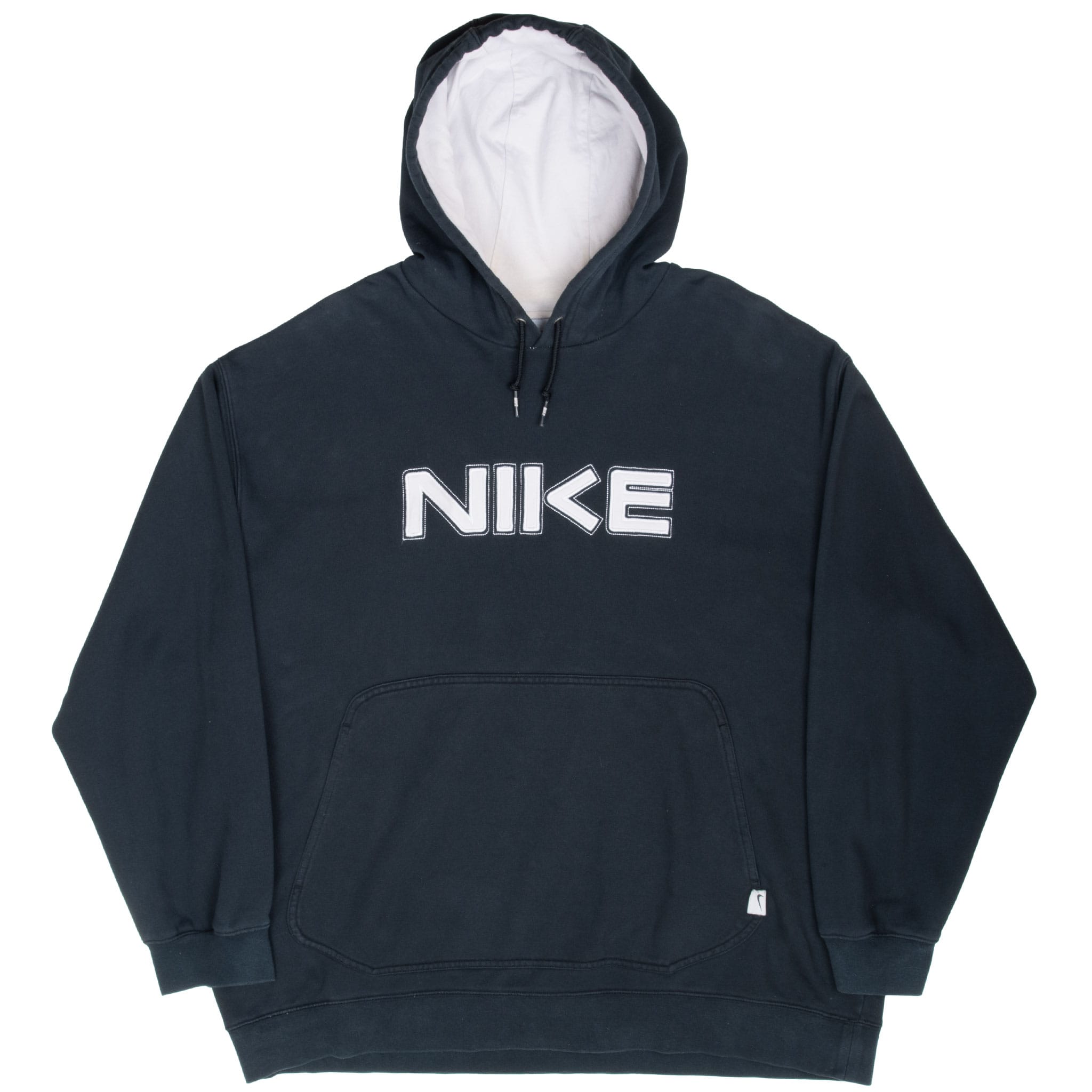 Vintage Nike Spellout Black Hoodie Sweatshirt 2000S Size 2XL