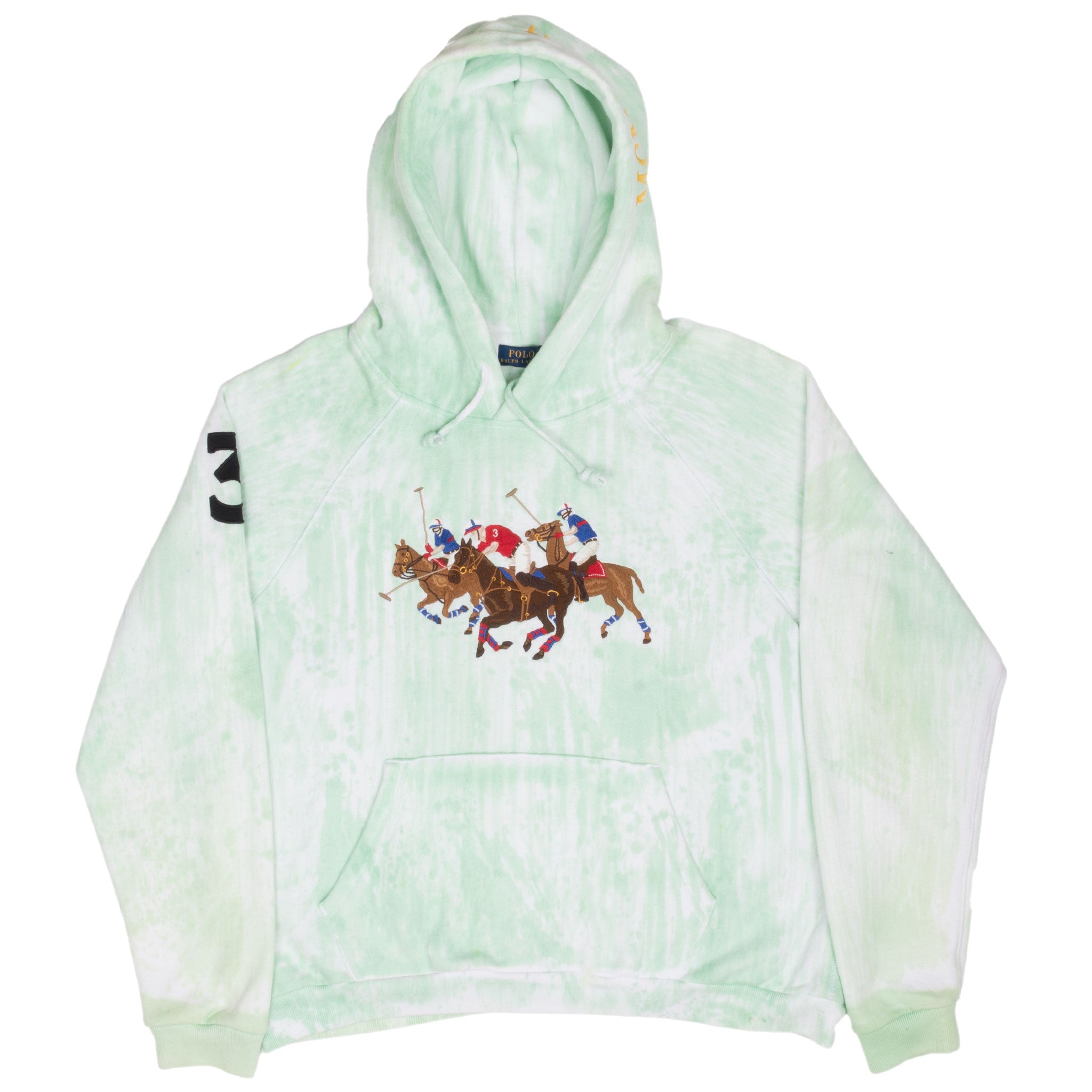 Vintage Ralph Lauren Polo Horses Embroidered Tie Dye Hoodie Sweatshirt Size XL