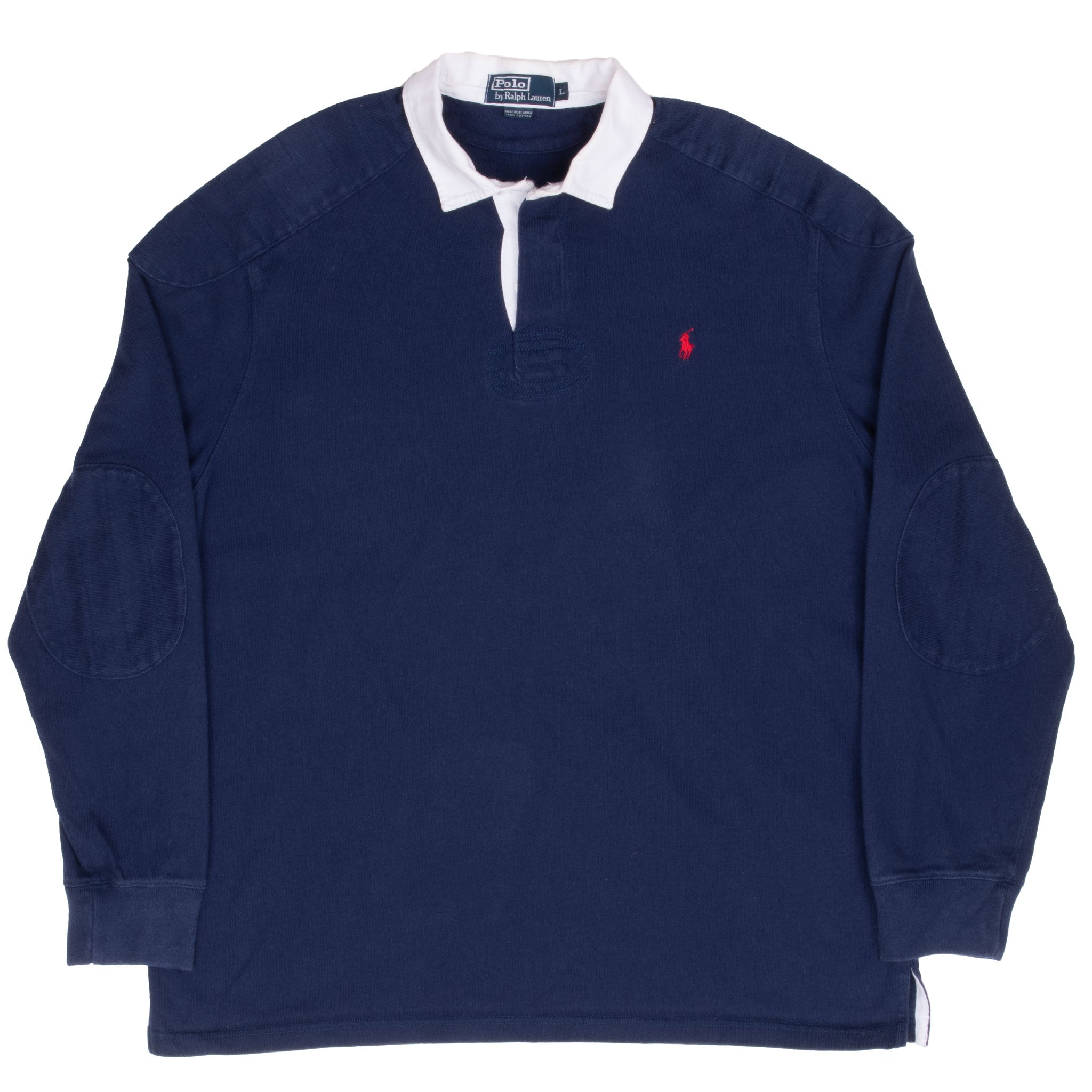 Vintage Ralph Lauren Navy Blue Rugby Polo Shirt 1990S Size Large