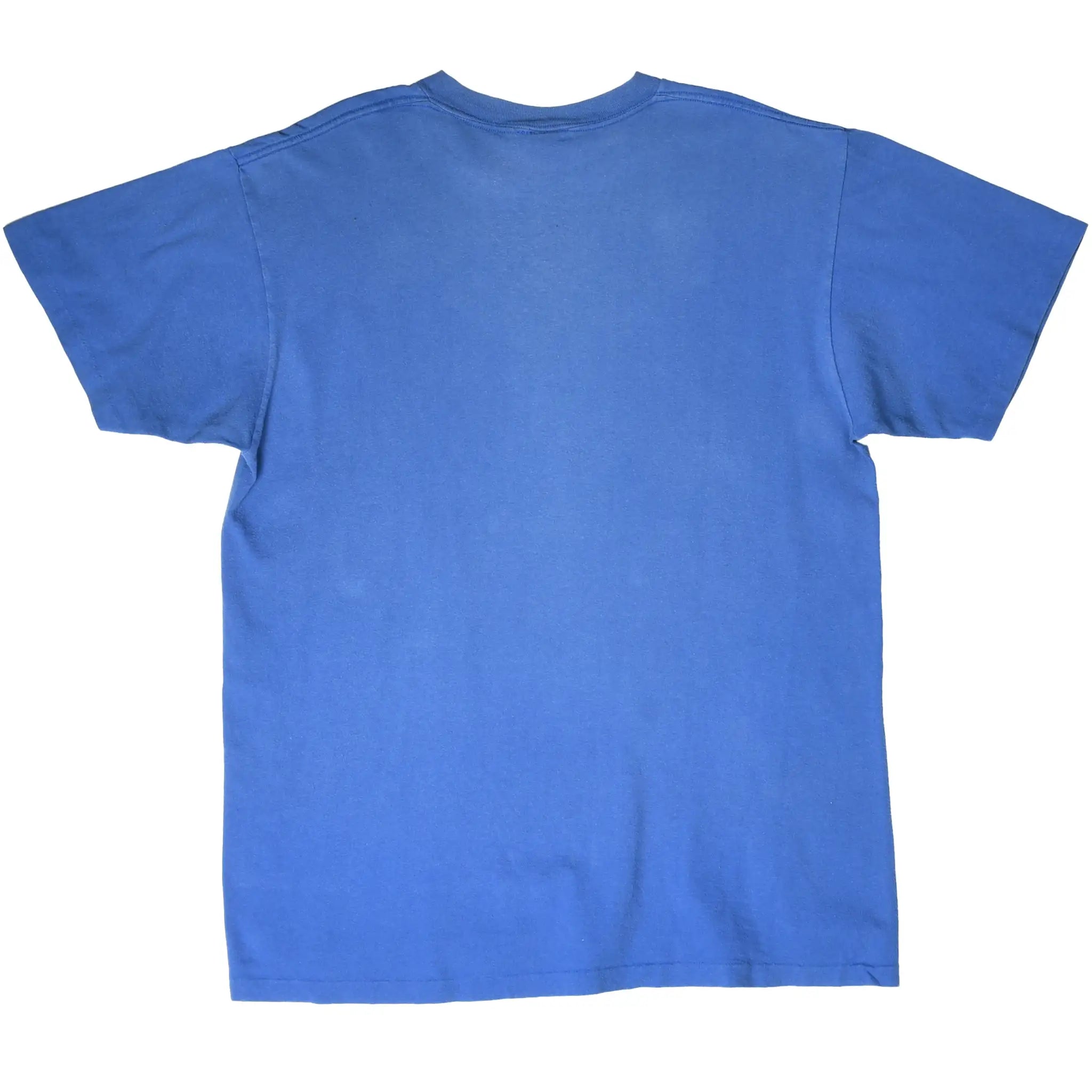 Back of blue Seattle Seahawks short-sleeve T-shirt with no graphic