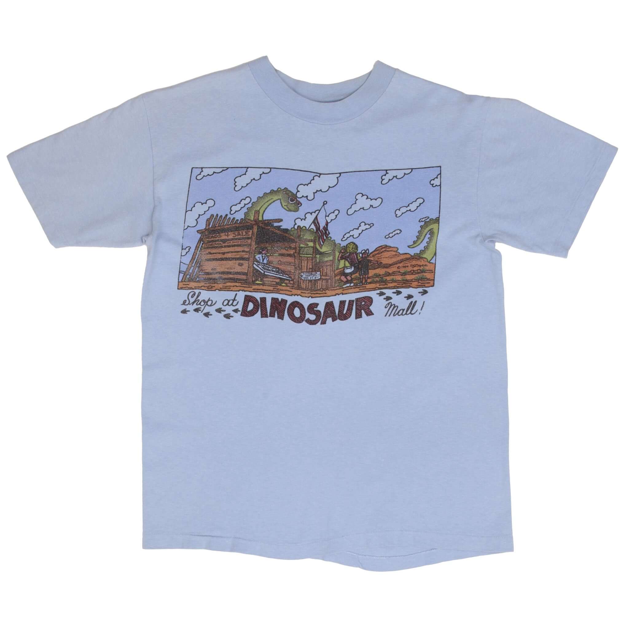 Vintage Dinosaur mall 1984 Graphic Tee Shirt Size Small Made In Usa With Single Stitch Sleeves