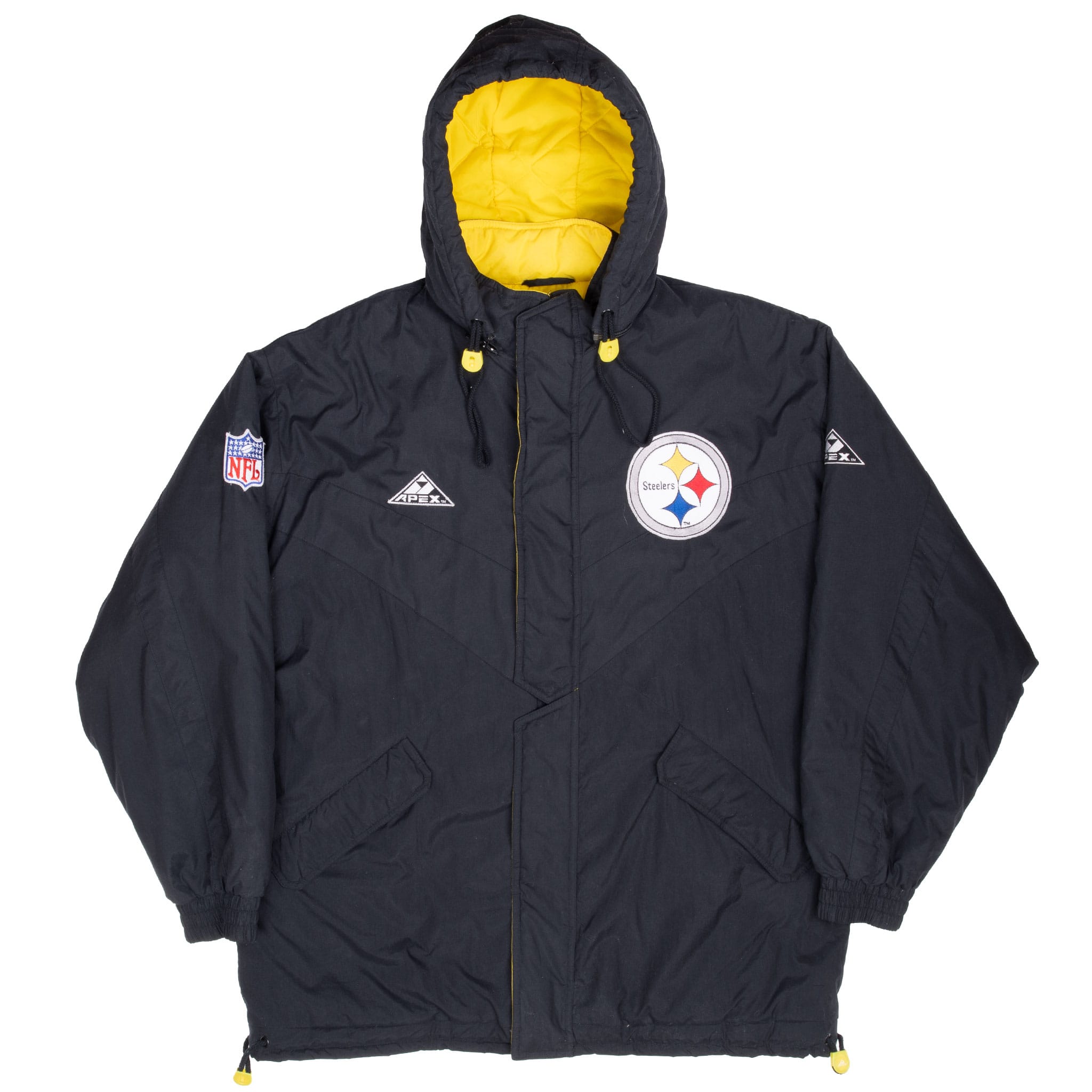 Vintage Nfl Pittsburg Steelers Hooded Coat Jacket 1990S Size Large