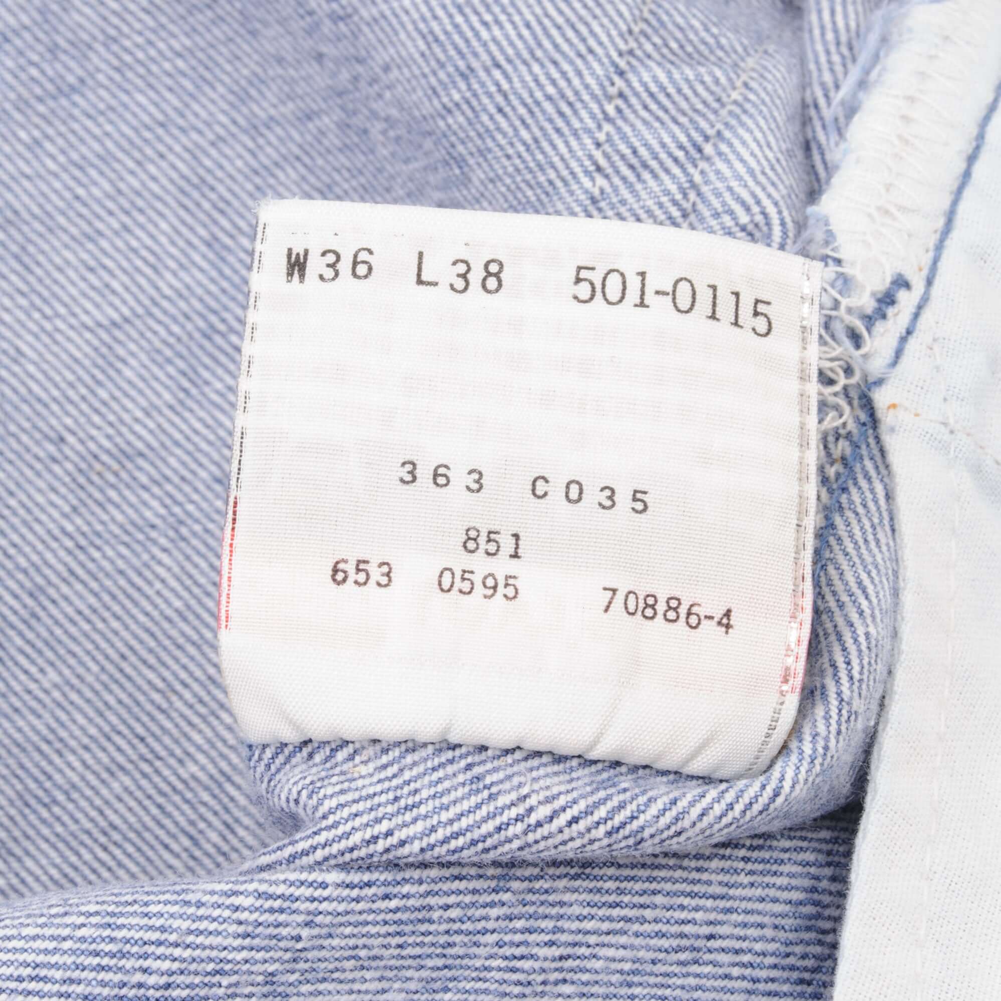 Beautiful Indigo Levis 501 Jeans 1990s Made in USA with Medium Wash Size on tag 36X38 actual size 35X38 Back Button #6